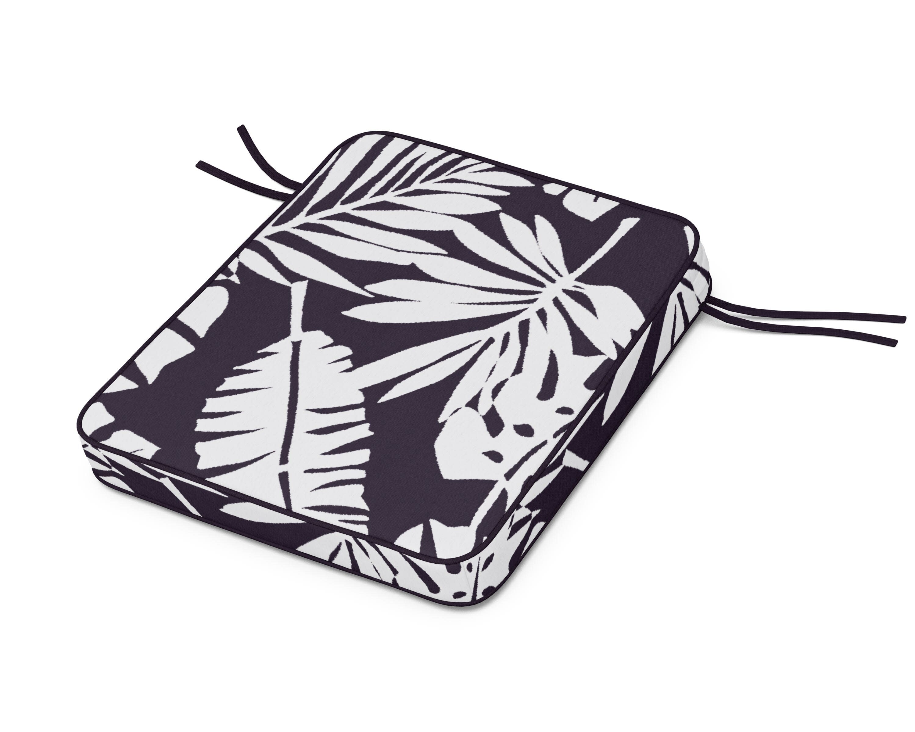 Chinoiserie Rocker Seat Cushion in Leaf Navy