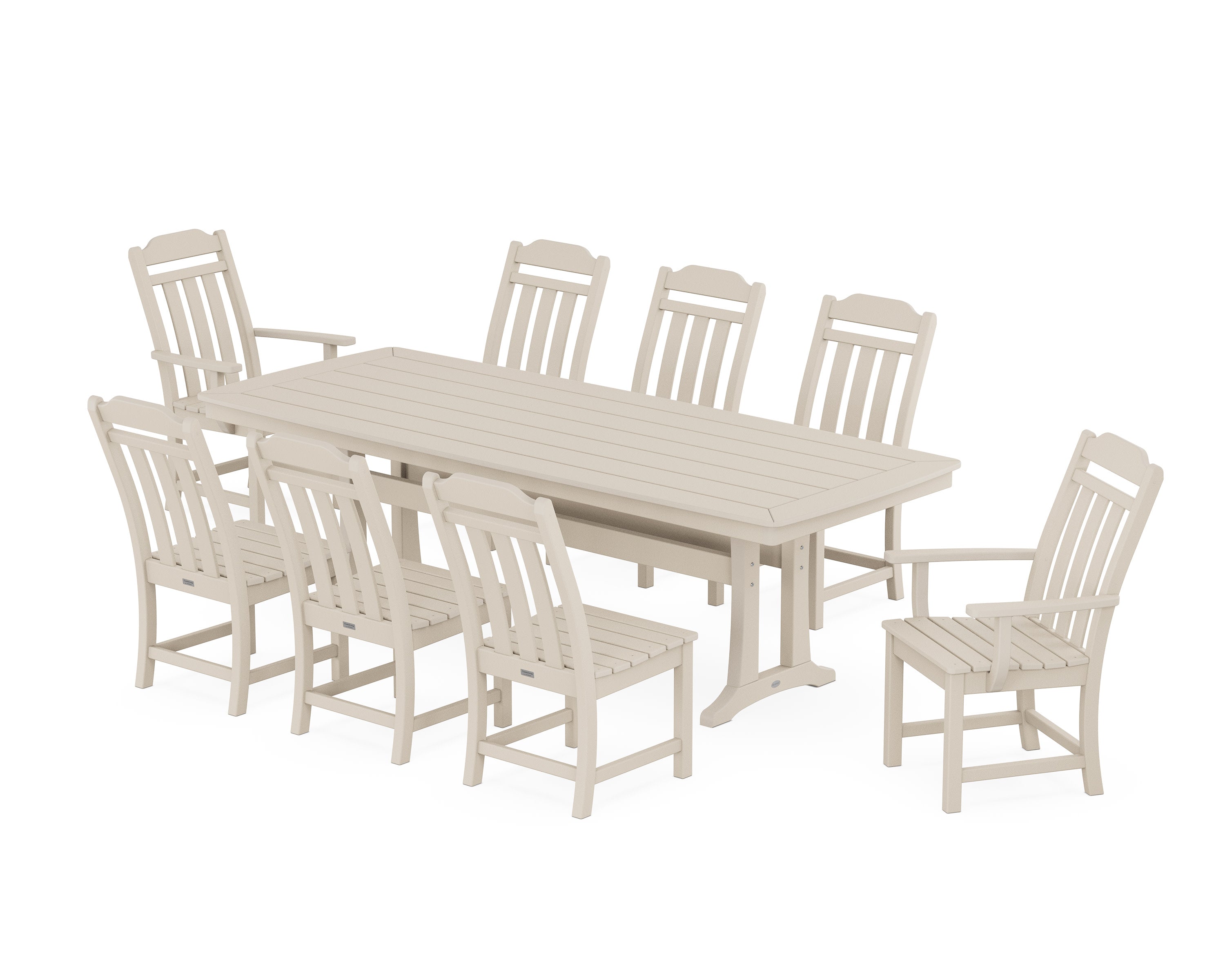 Cottage 9-Piece Dining Set with Trestle Legs in Sand