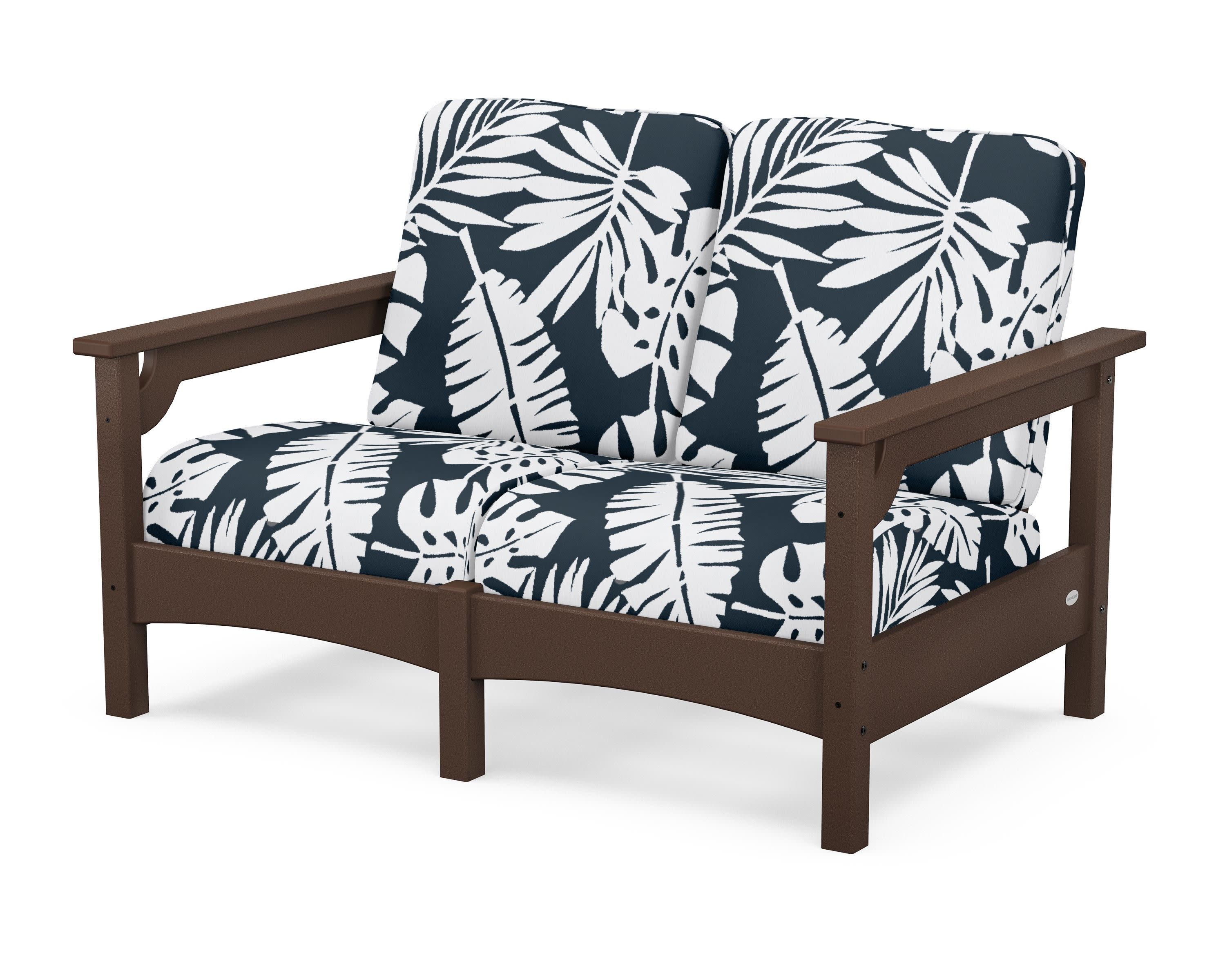 Club Loveseat in Mahogany / Leaf Marine Indigo