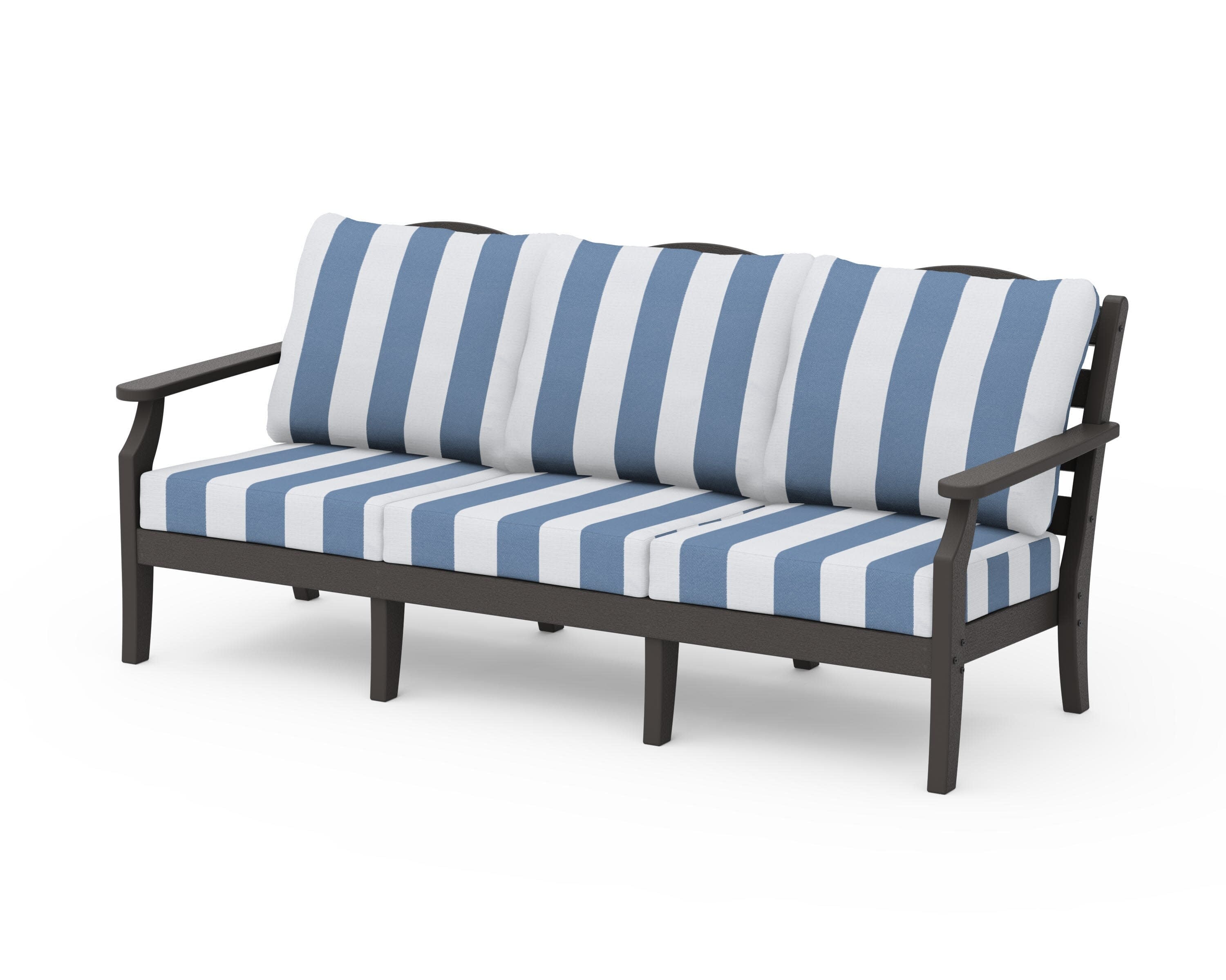 Savannah Deep Seating Sofa in Vintage Coffee / Cabana Stripe Sky Blue