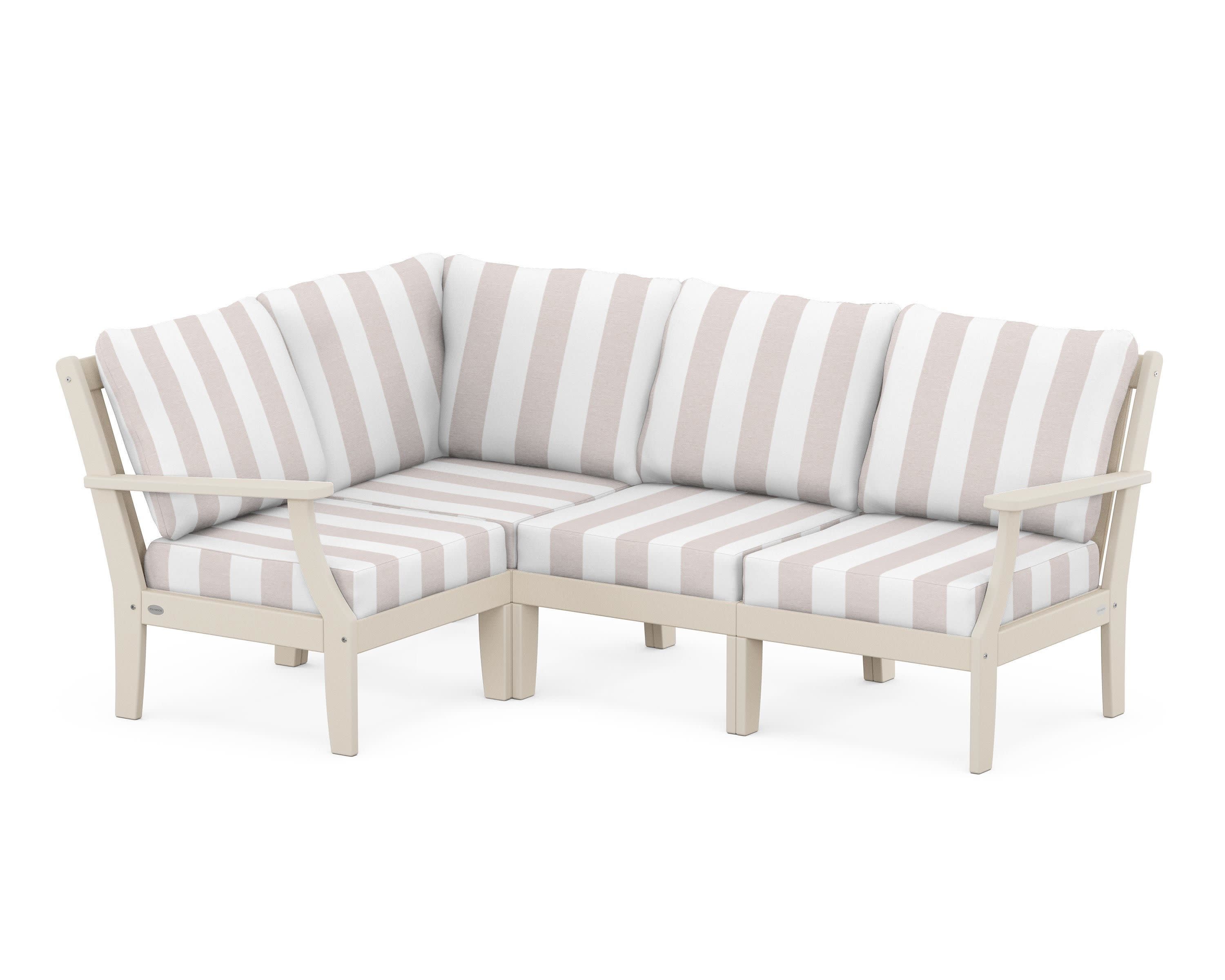 Braxton Modular 4-Piece Deep Seating Set in Sand / Cabana Stripe Dune Burlap