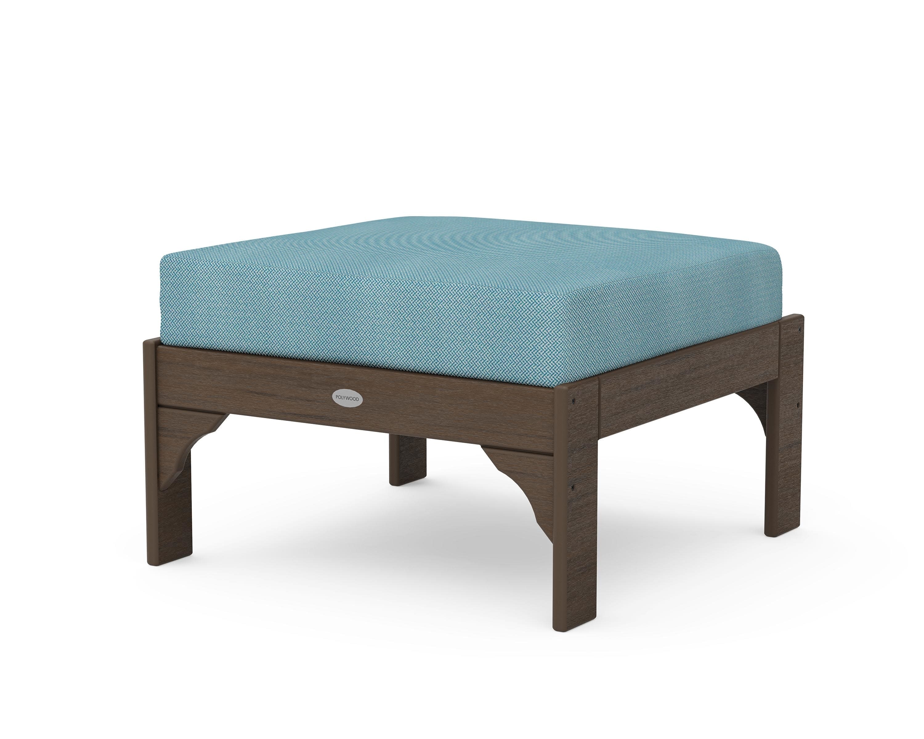 Vineyard Deep Seating Ottoman in Kona / Lattice Sky Blue
