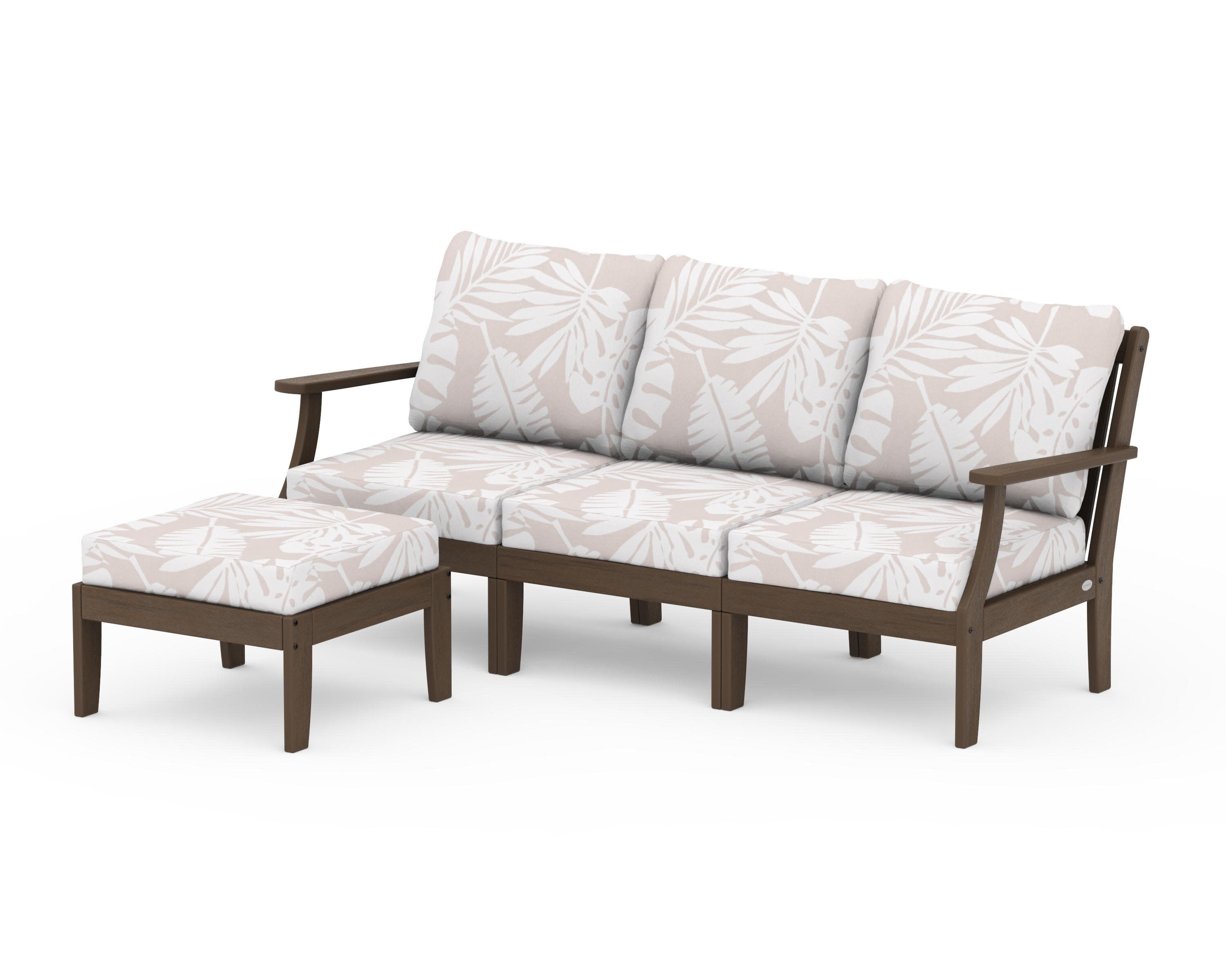 Braxton Modular 4-Piece Deep Seating Set with Ottoman in Kona / Leaf Dune Burlap