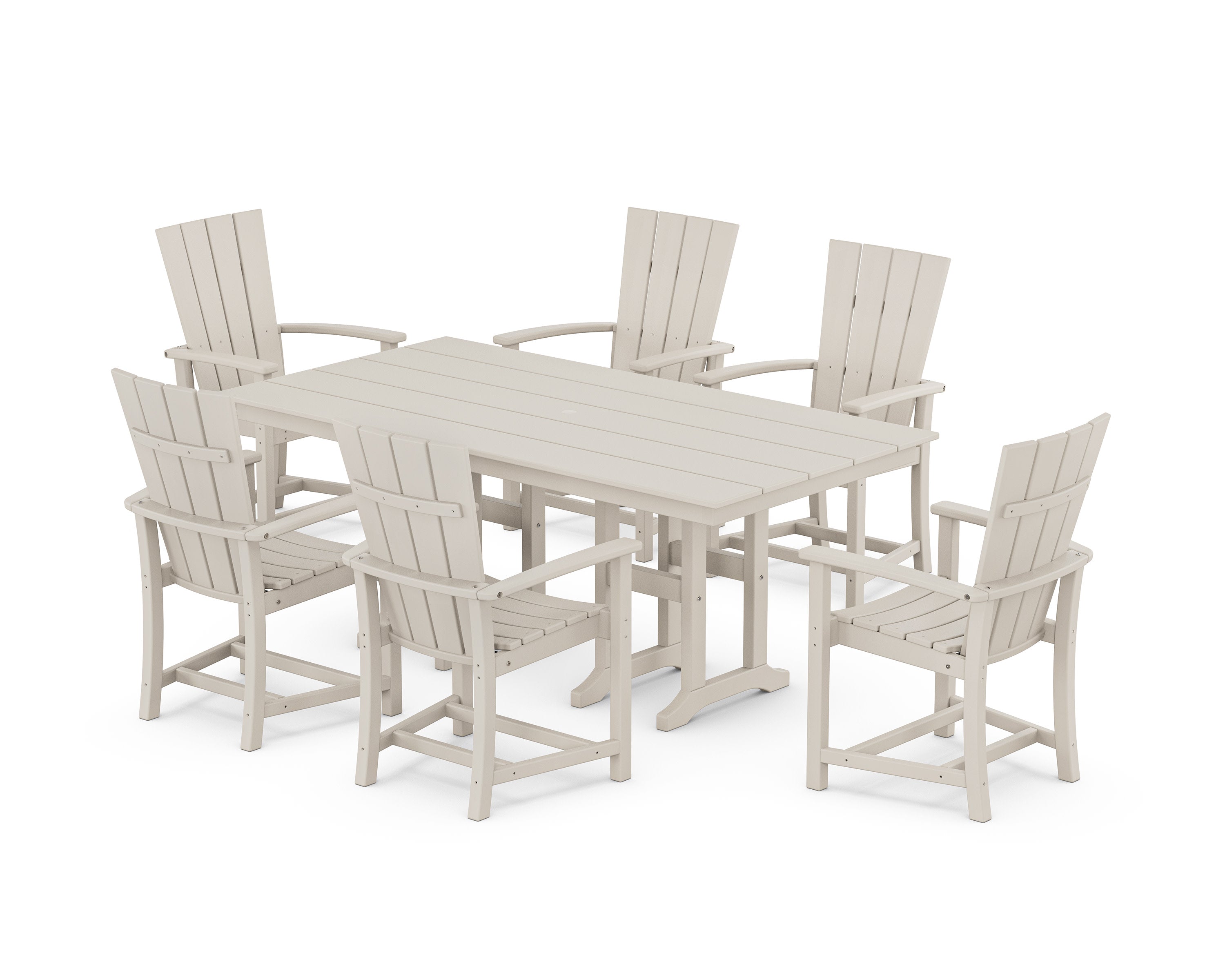 Quattro 7-Piece Farmhouse Dining Set in Sand