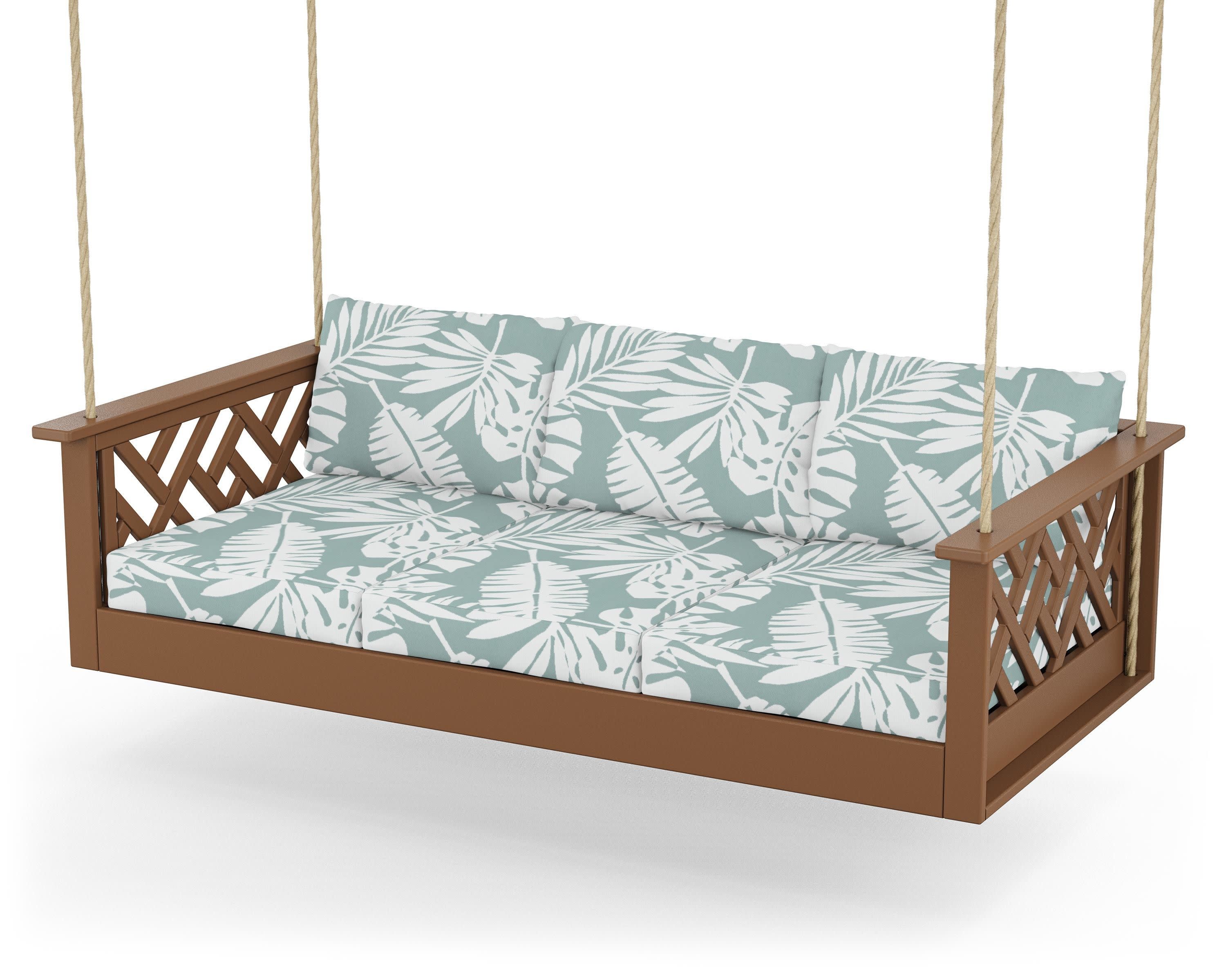 Chippendale Daybed Swing in Teak / Leaf Glacier Spa