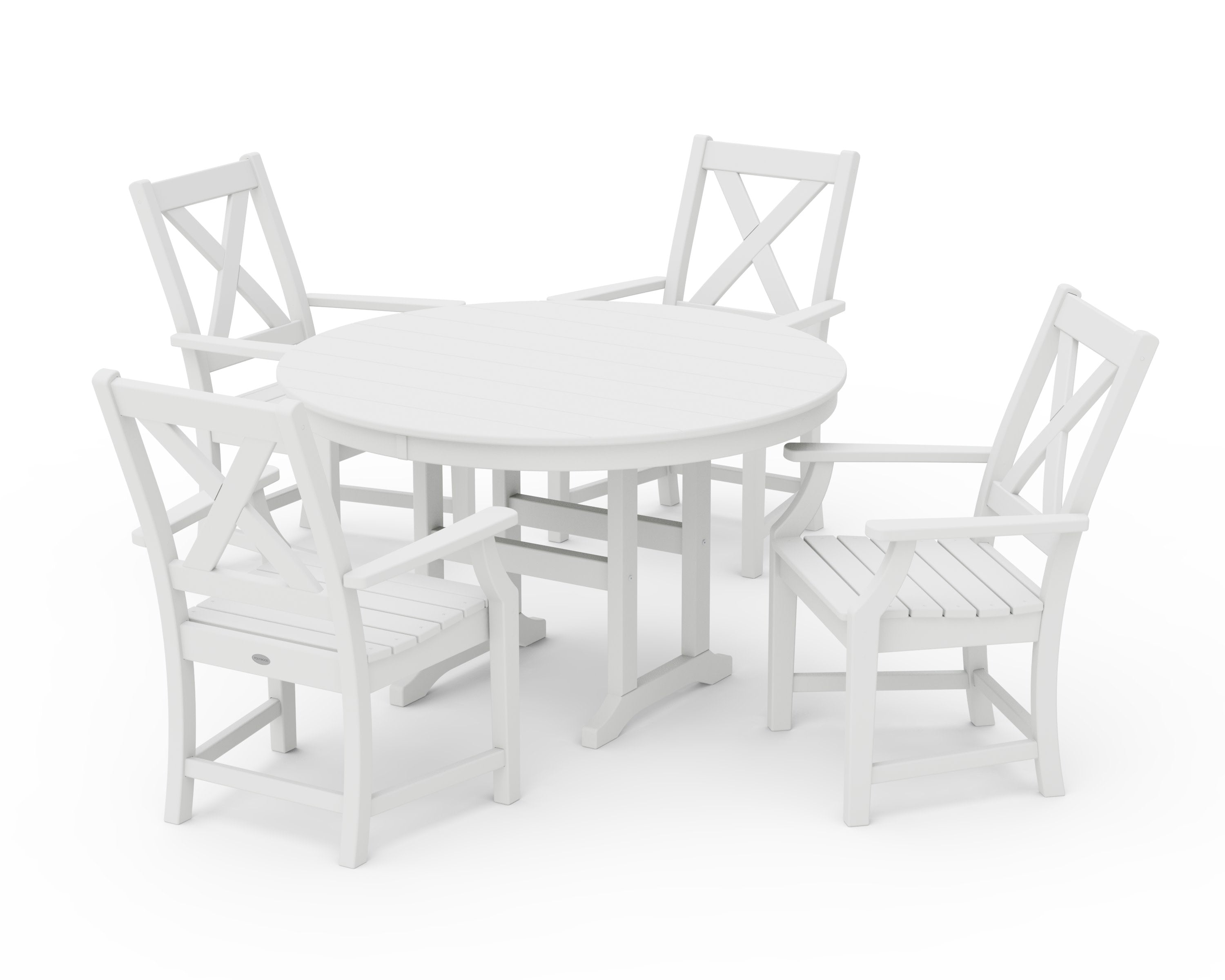 Braxton 5-Piece Round Farmhouse Dining Set in White