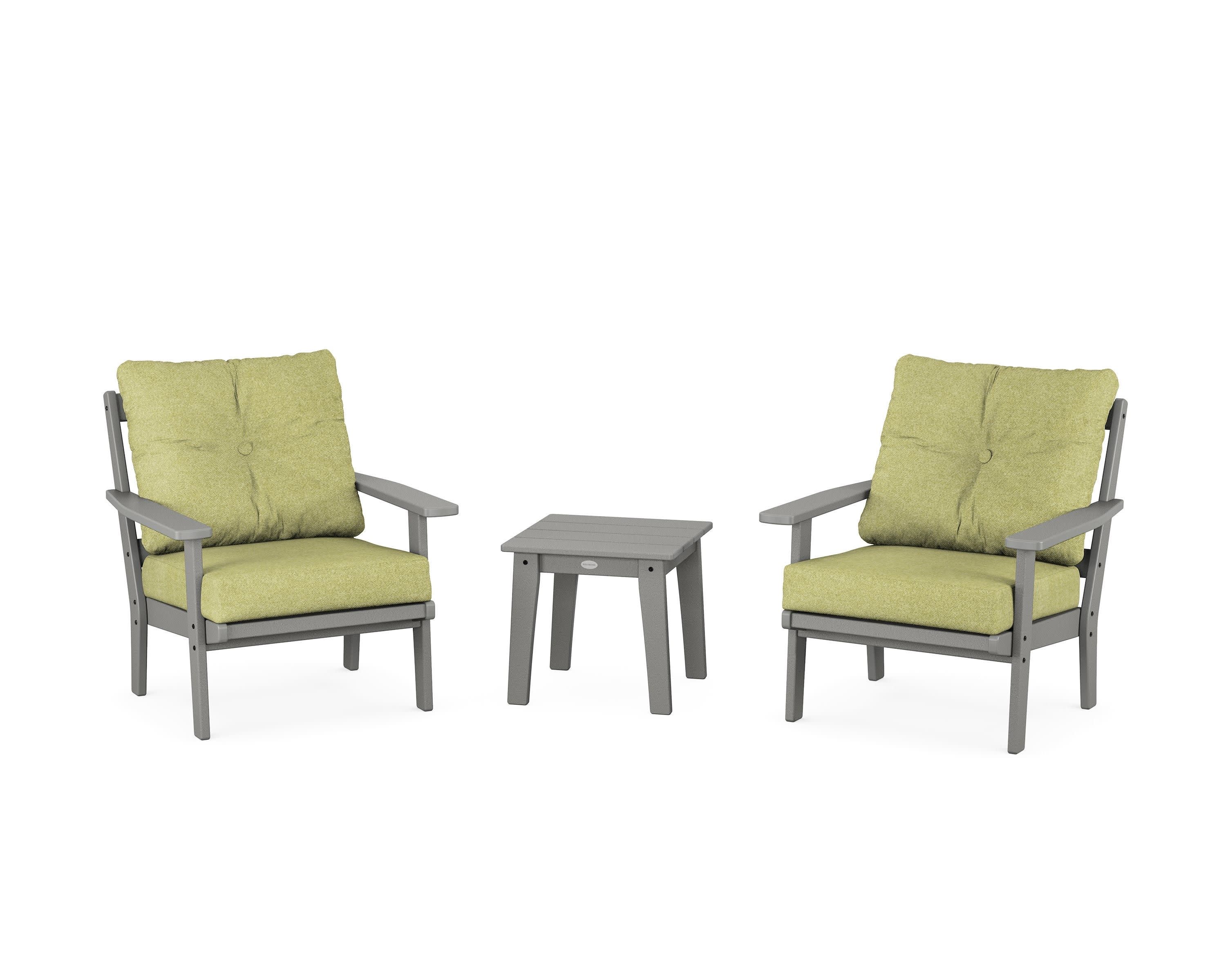 Oxford 3-Piece Deep Seating Set in Slate Grey / Chartreuse Boucle