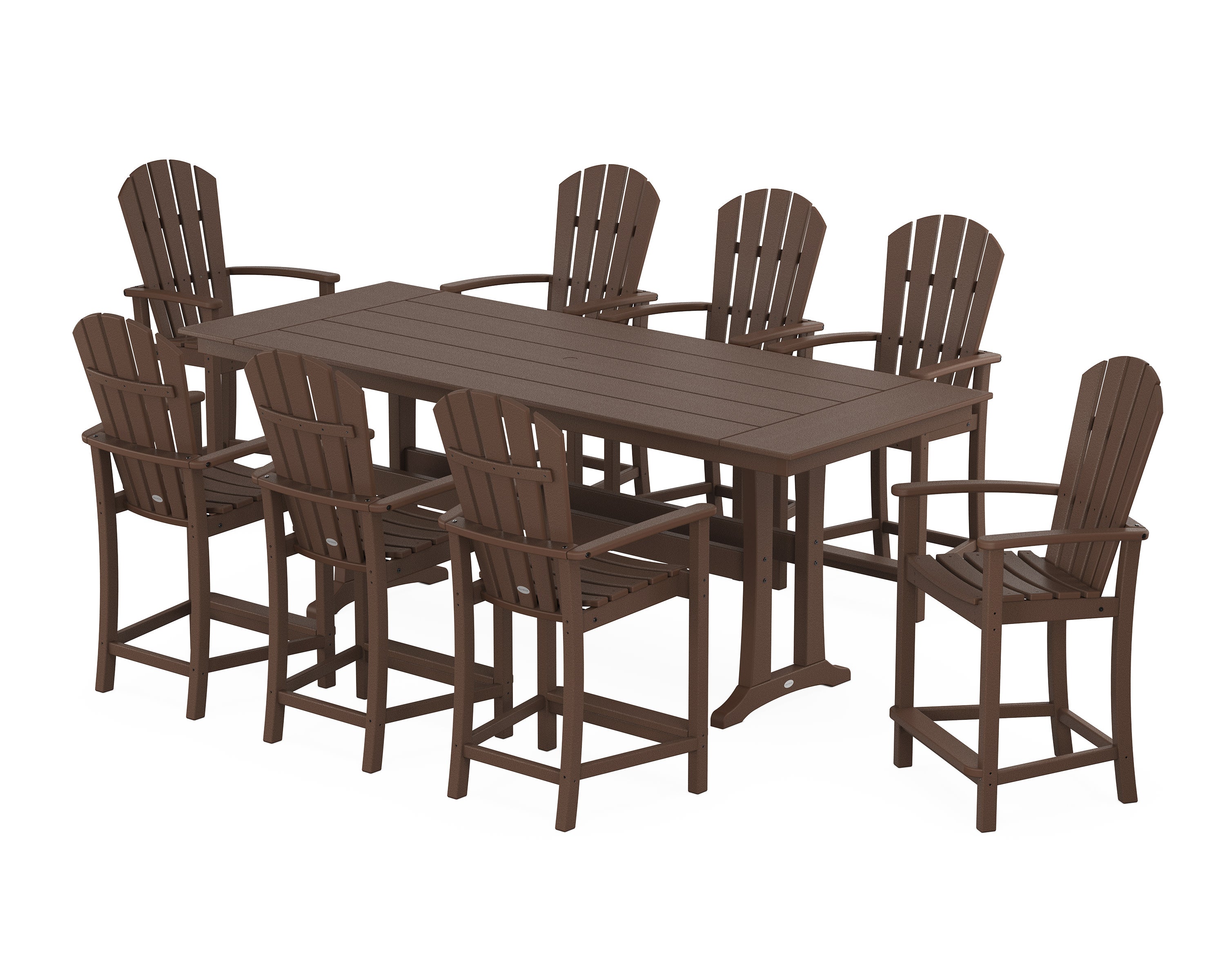 Palm Coast 9-Piece Farmhouse Counter Set with Trestle Legs in Mahogany