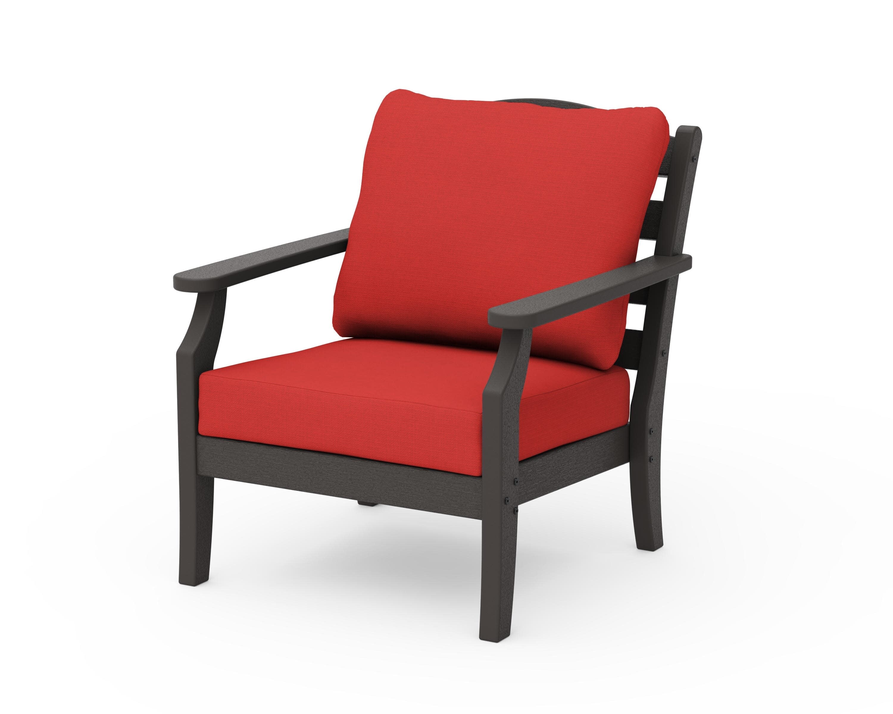 Savannah Deep Seating Chair in Vintage Coffee / Crimson Linen