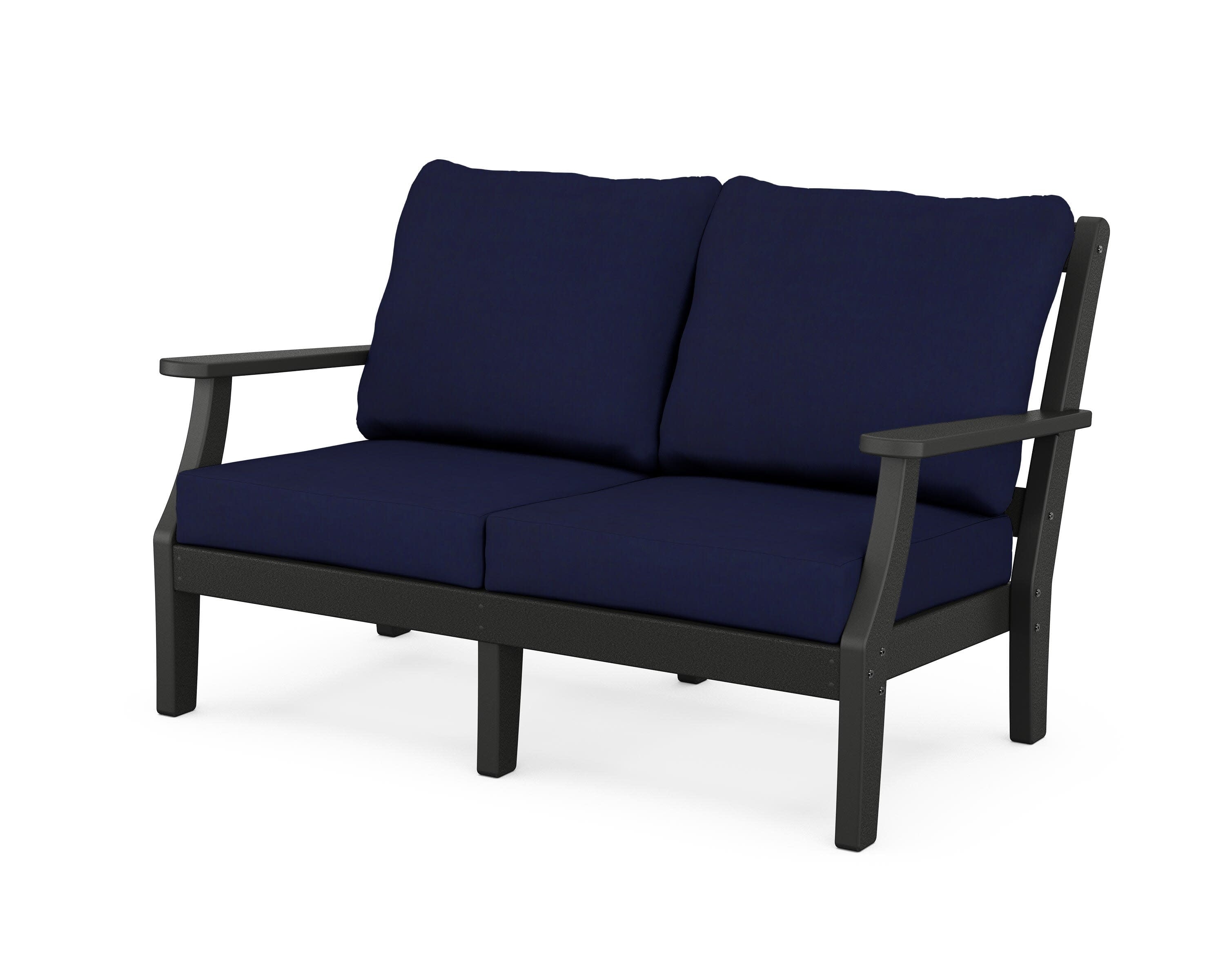 Chinoiserie Deep Seating Loveseat in Black / Navy