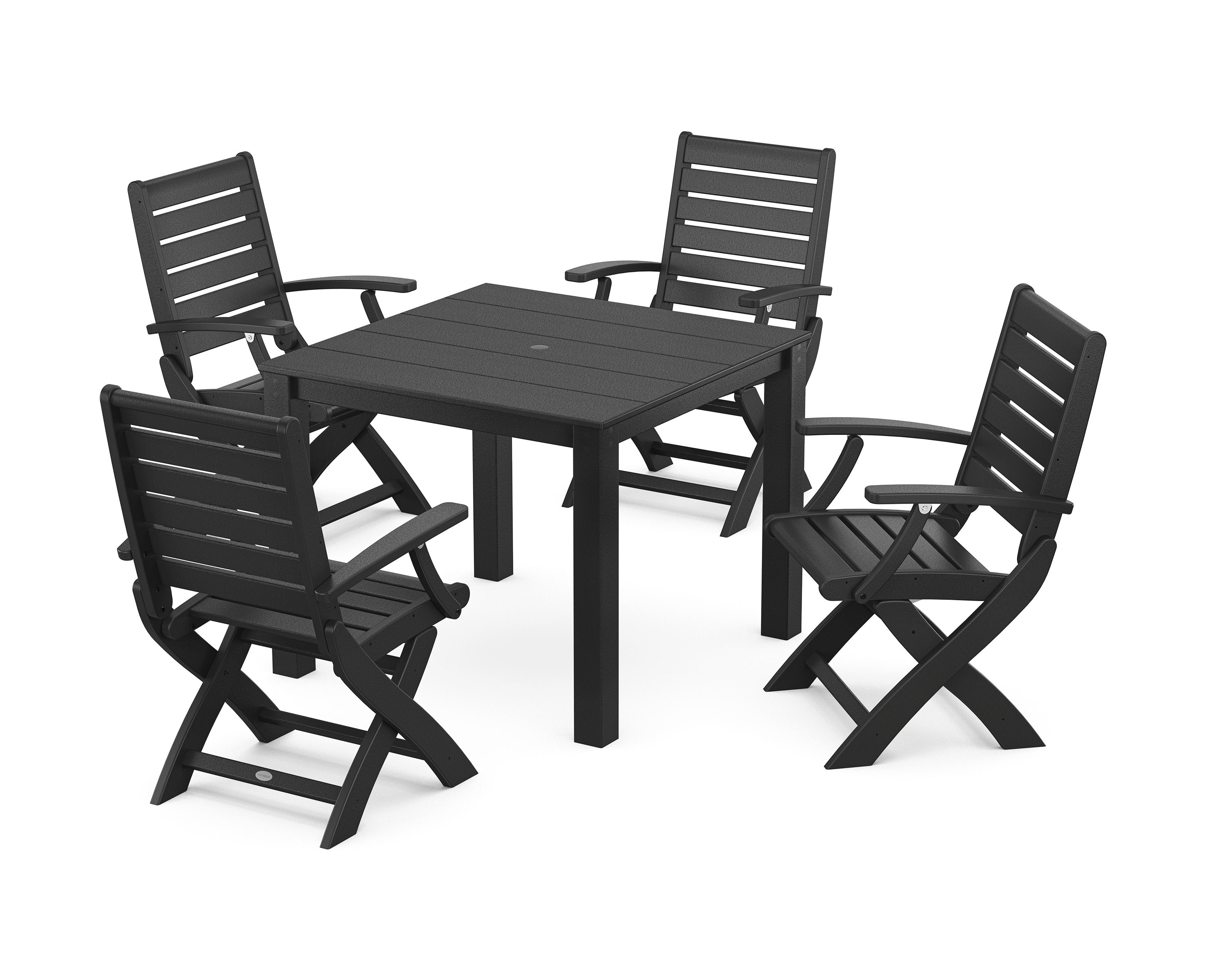 Signature Folding Chair 5-Piece Parsons Dining Set in Black