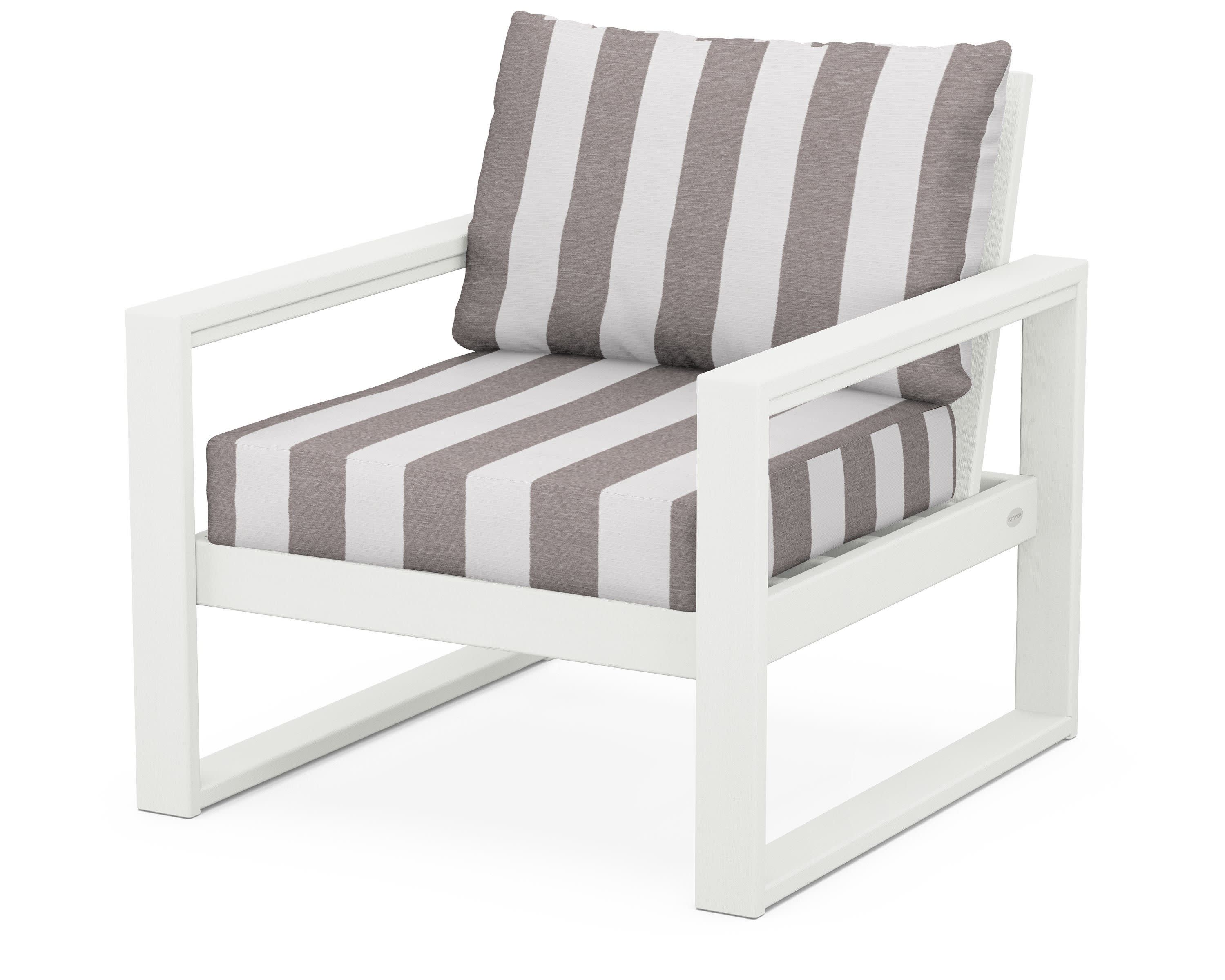 EDGE Club Chair in Vintage White / Cabana Stripe Grey Mist