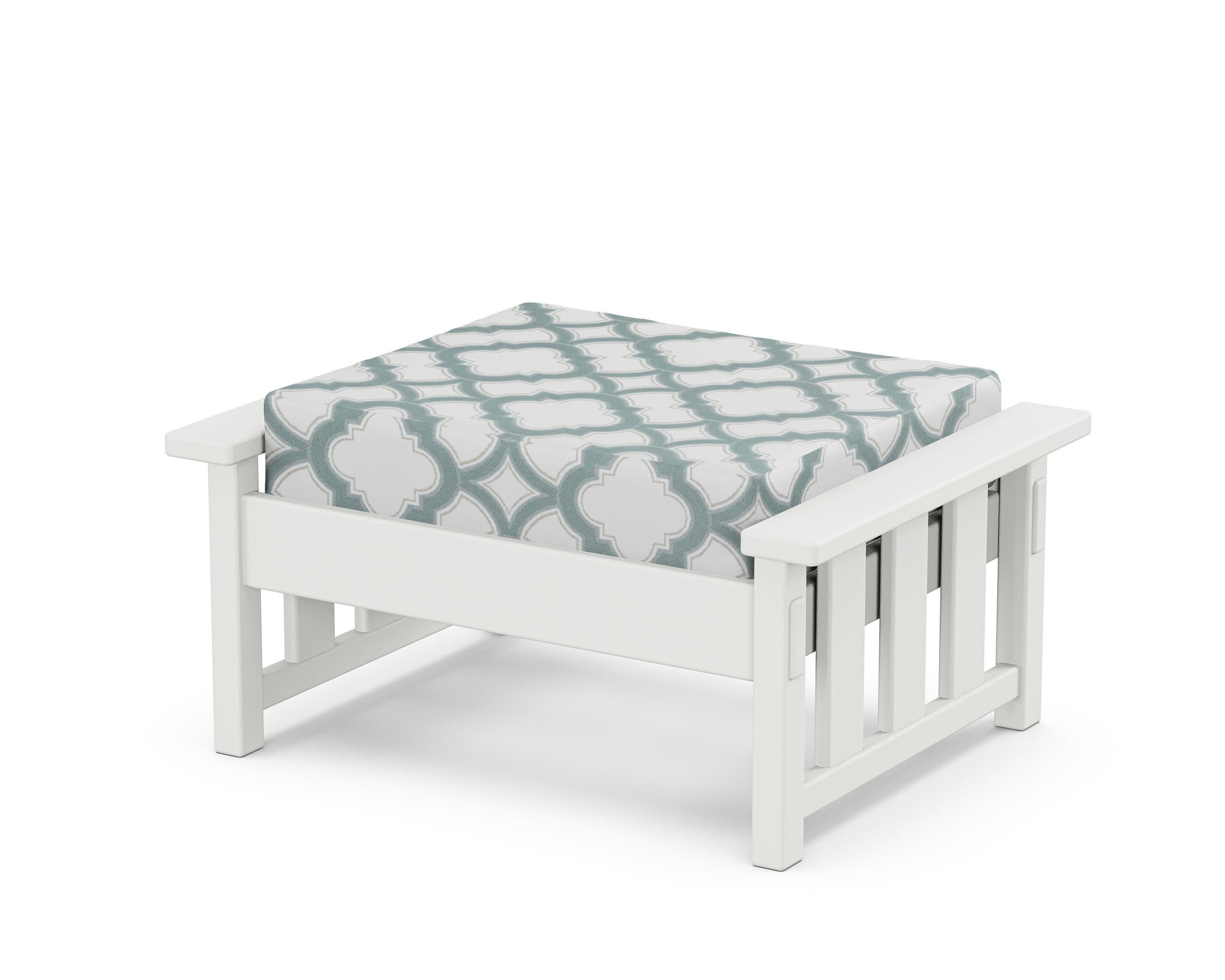 Acadia Deep Seating Ottoman in White / Trellis Glacier Spa