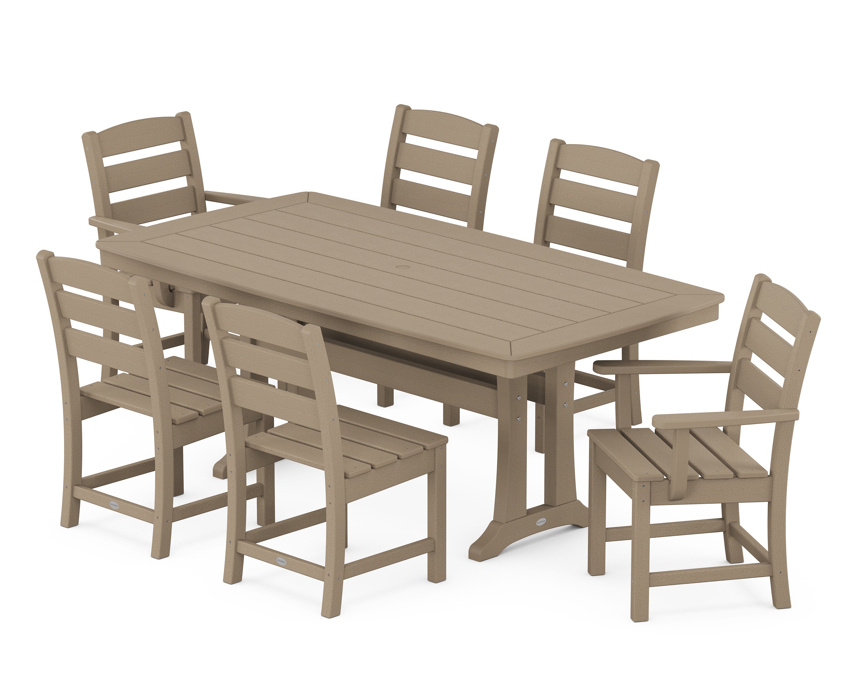 Lakeside 7-Piece Dining Set with Trestle Legs in Vintage Sahara