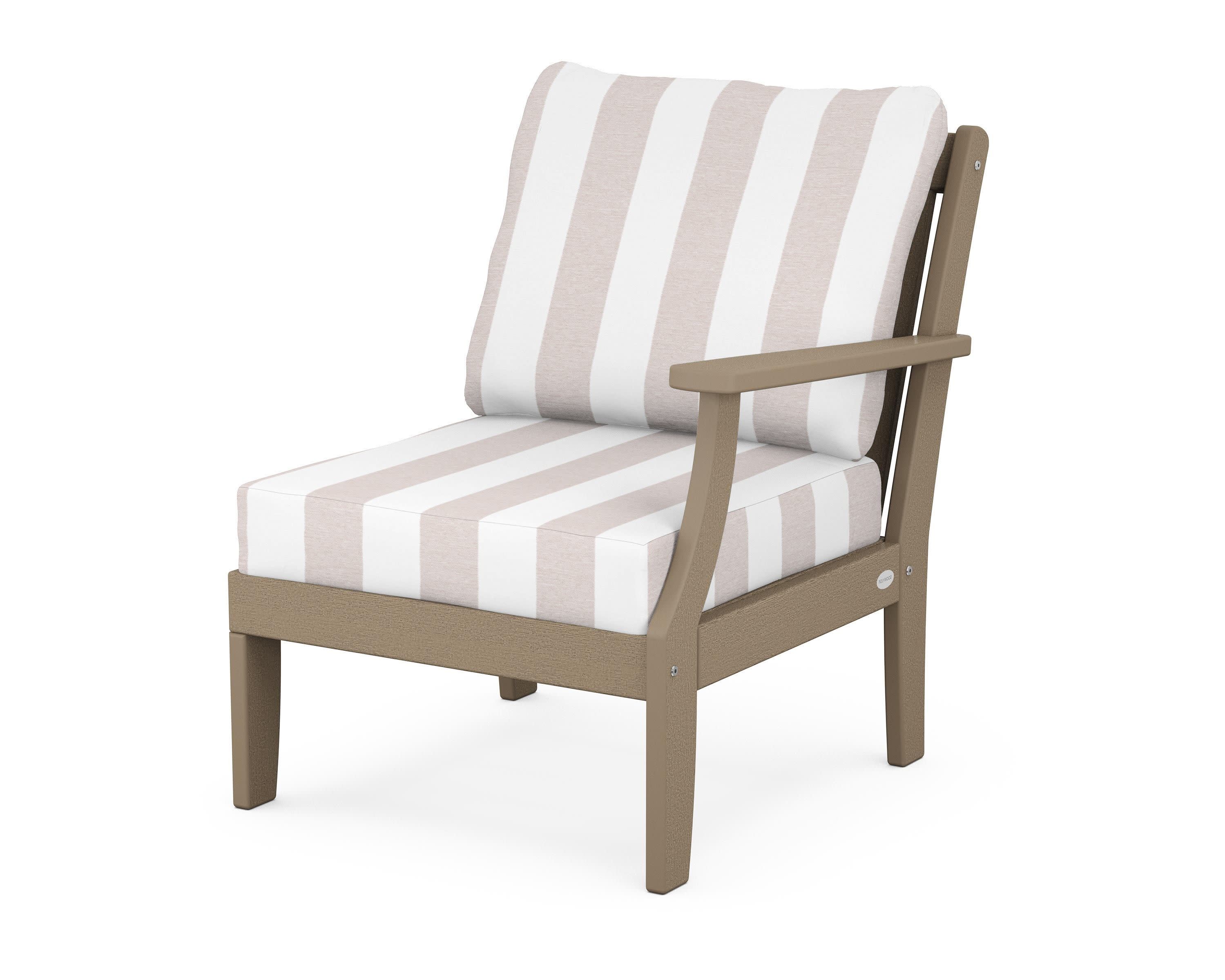 Braxton Modular Right Arm Chair in Vintage Sahara / Cabana Stripe Dune Burlap