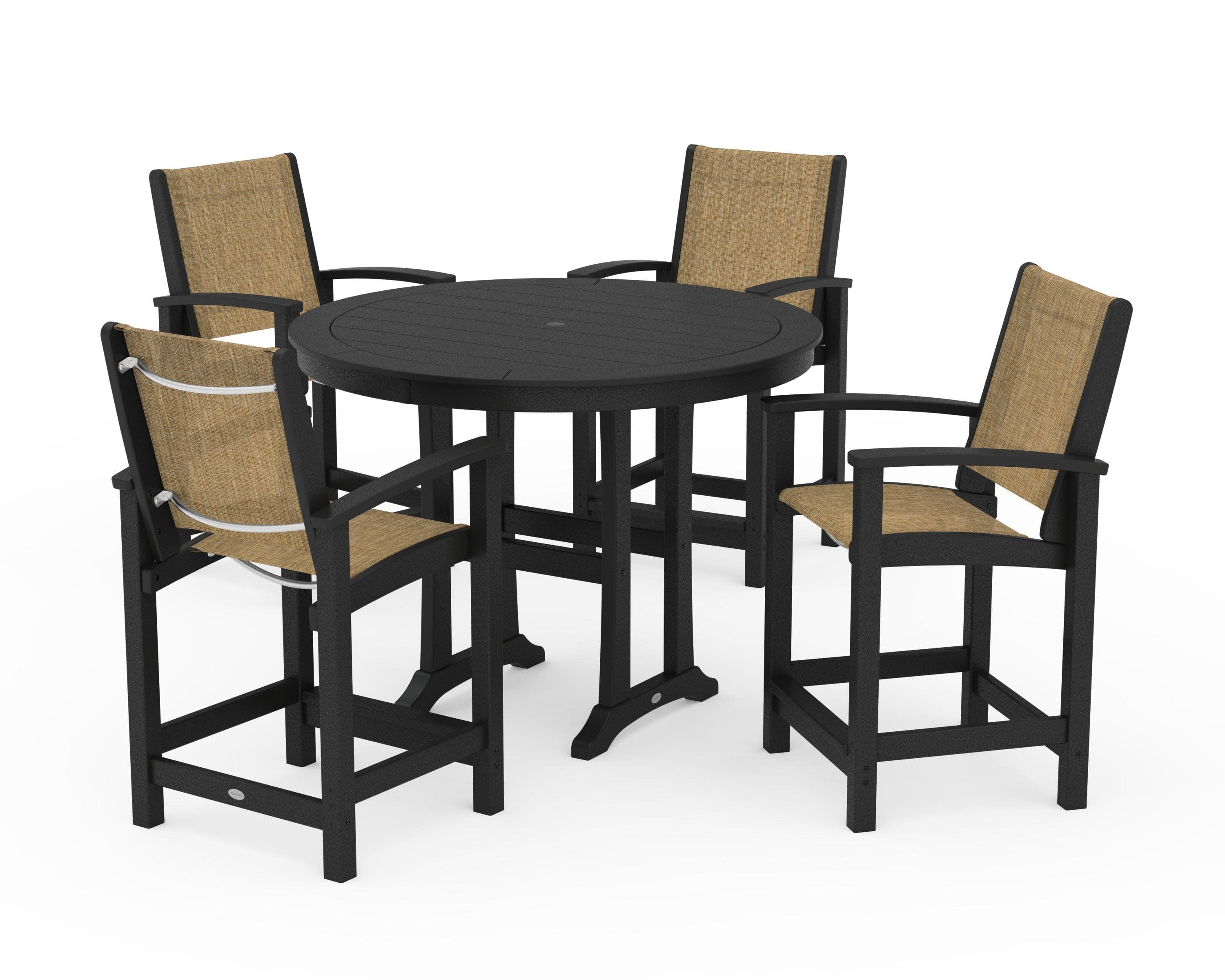Coastal 5-Piece Counter Set in Black / Burlap Sling