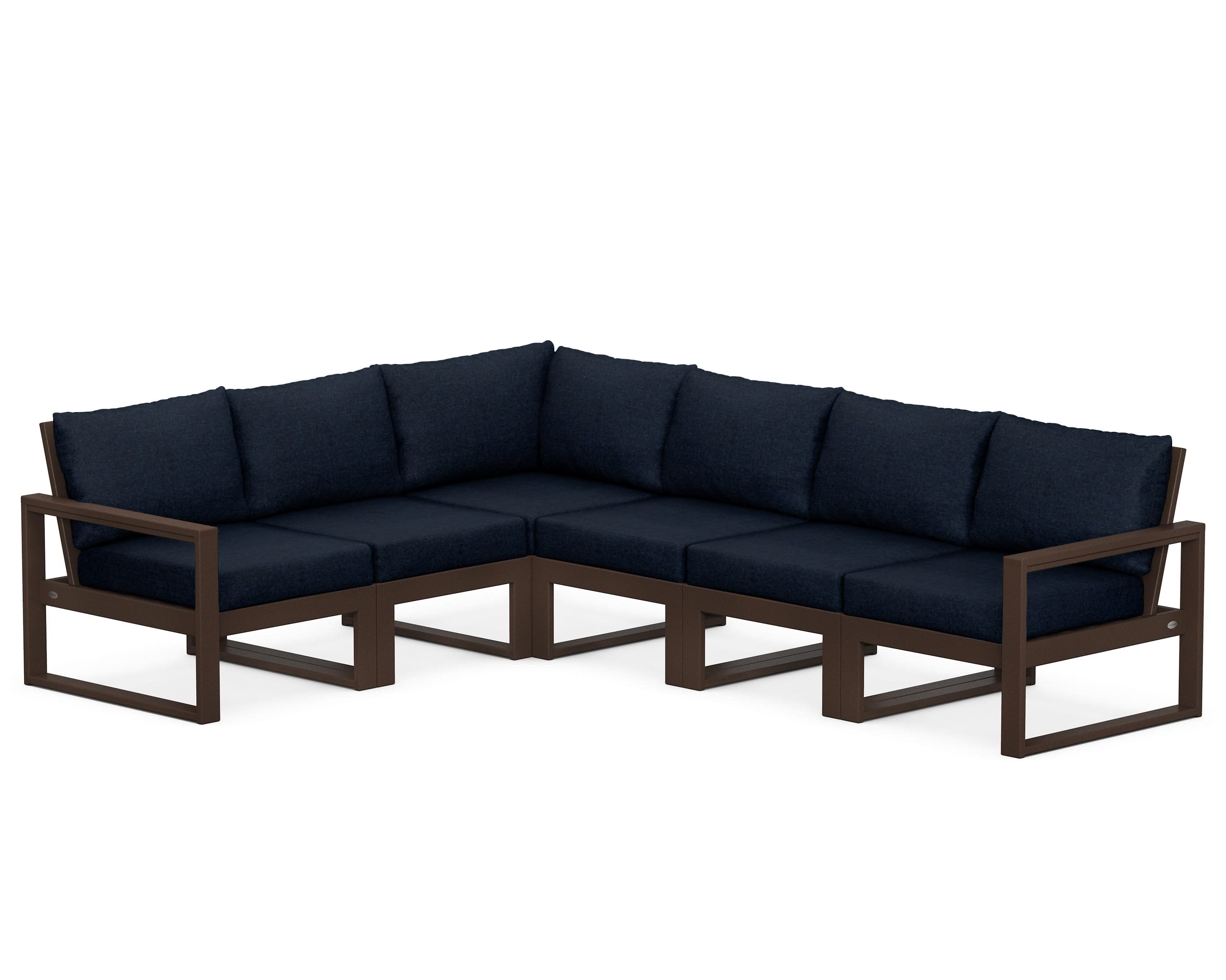 EDGE 6-Piece Modular Deep Seating Set in Mahogany / Marine Indigo