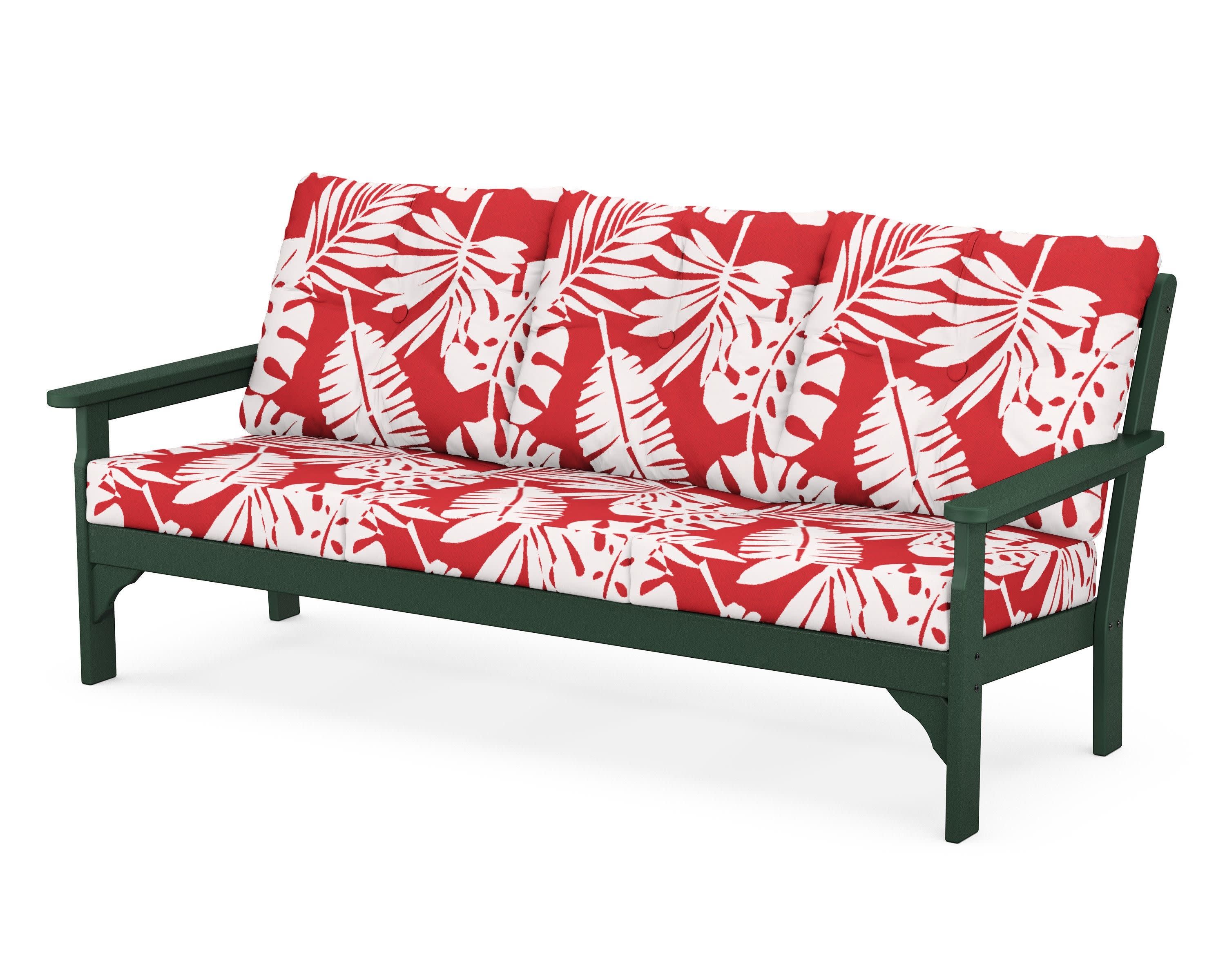 Vineyard Deep Seating Sofa in Green / Leaf Crimson