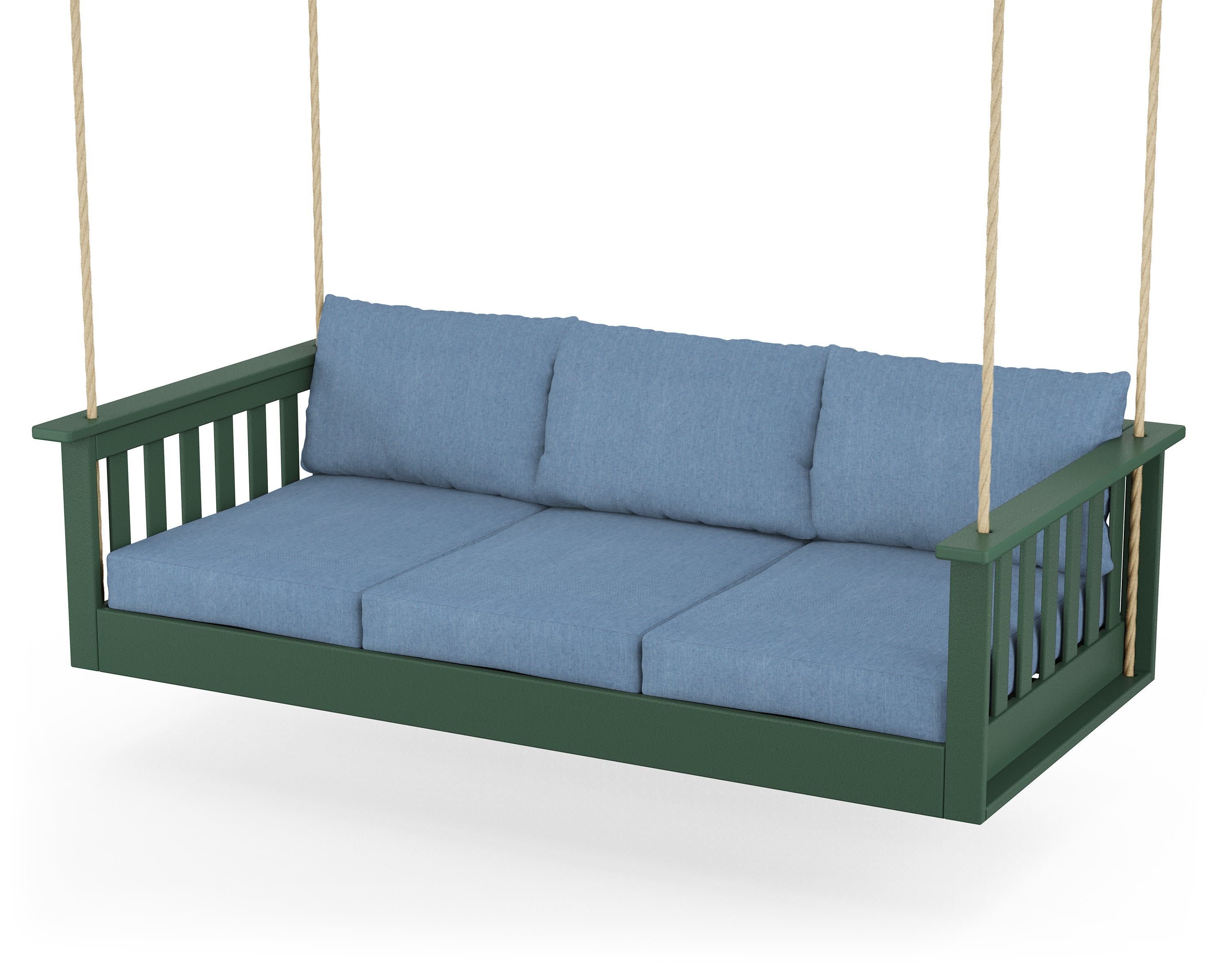 Vineyard Daybed Swing in Green / Sky Blue
