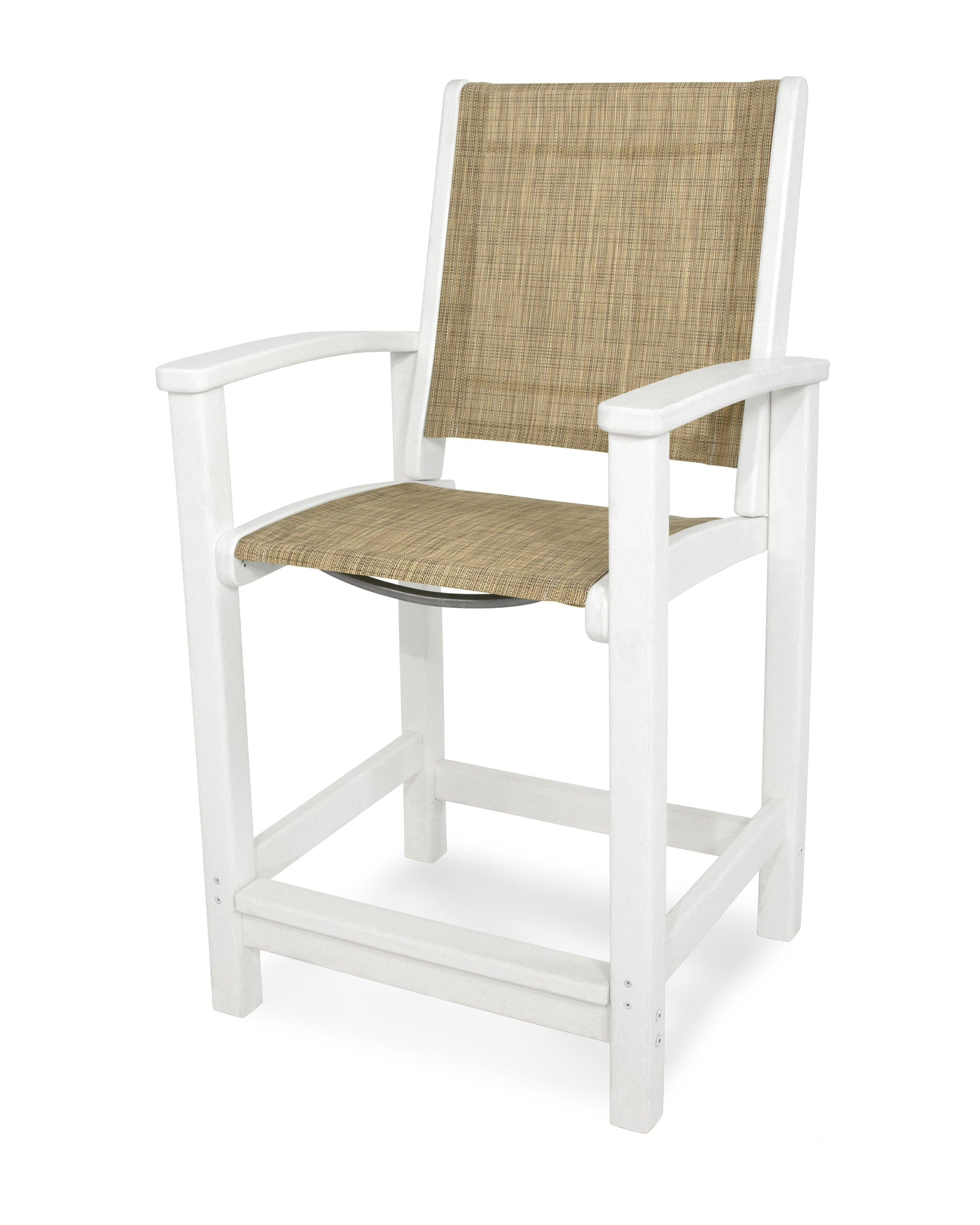 Coastal Counter Chair in White / Burlap Sling