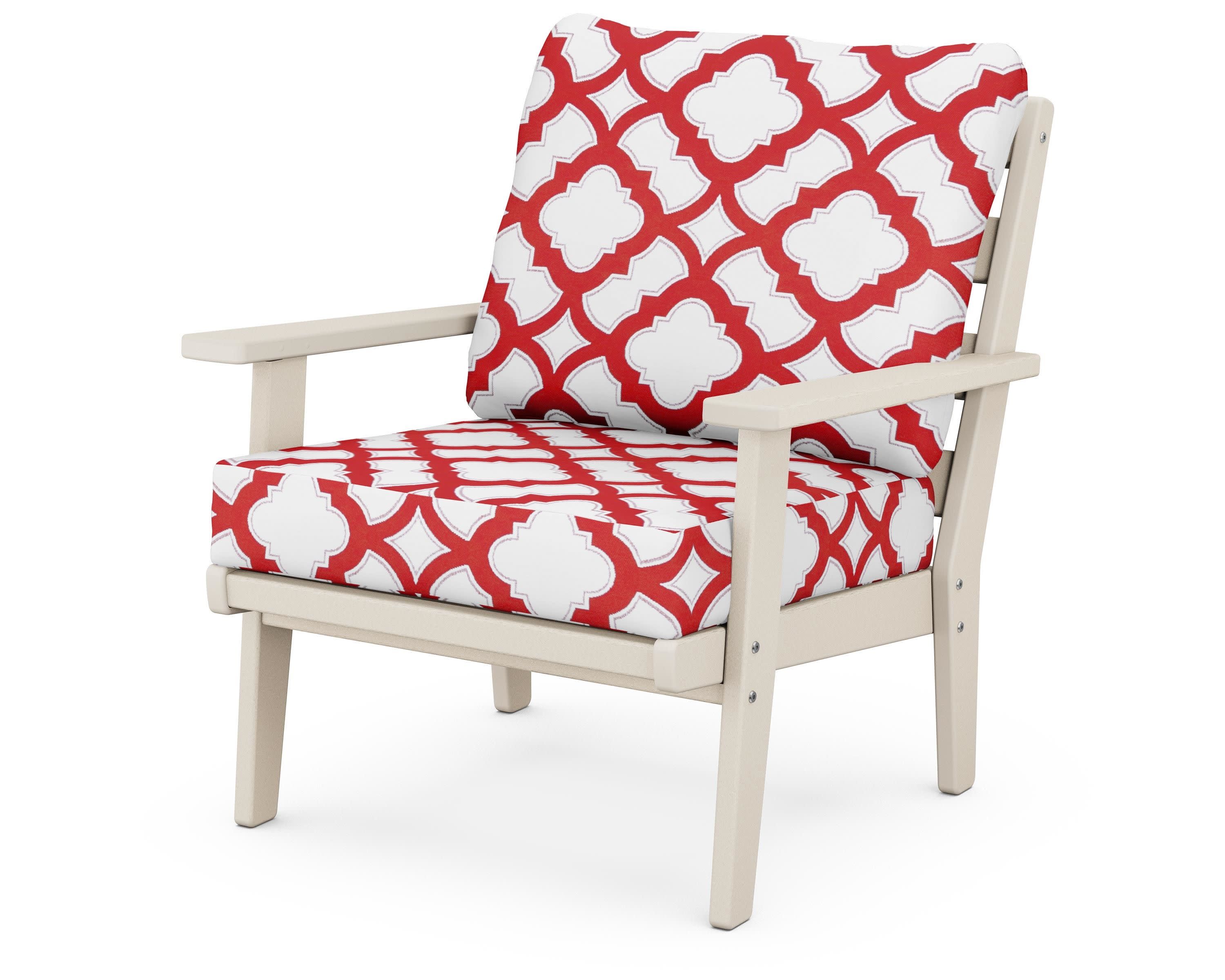 Grant Park Deep Seating Chair in Sand / Trellis Crimson