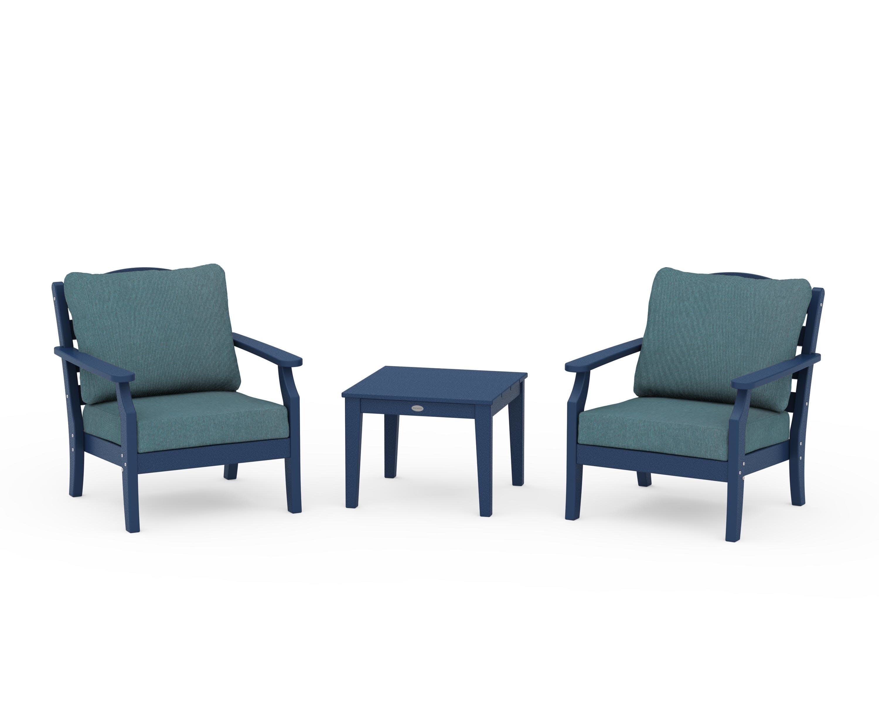 Savannah 3-Piece Deep Seating Set in Navy / Ocean Teal