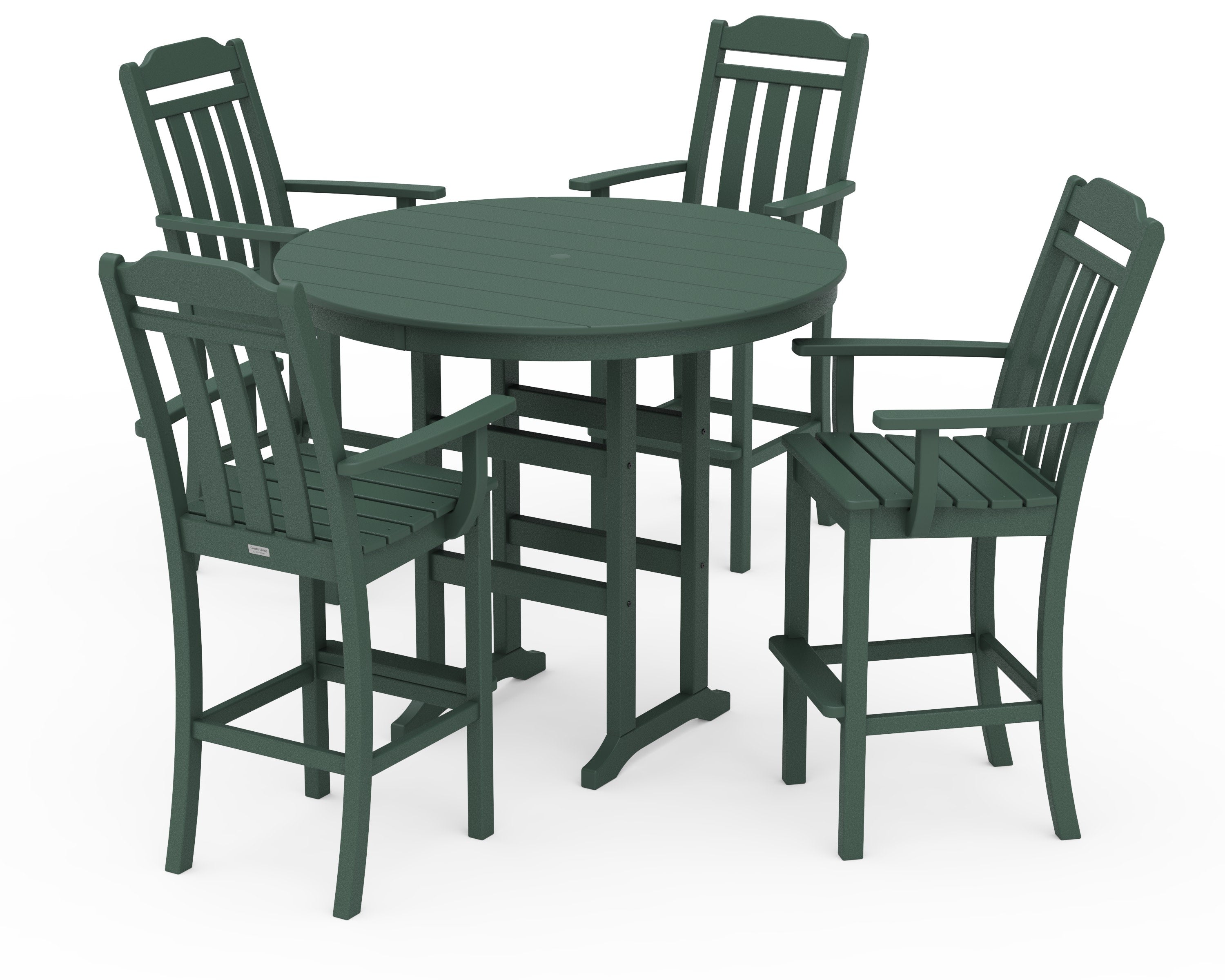 Cottage 5-Piece Round Farmhouse Bar Set in Green
