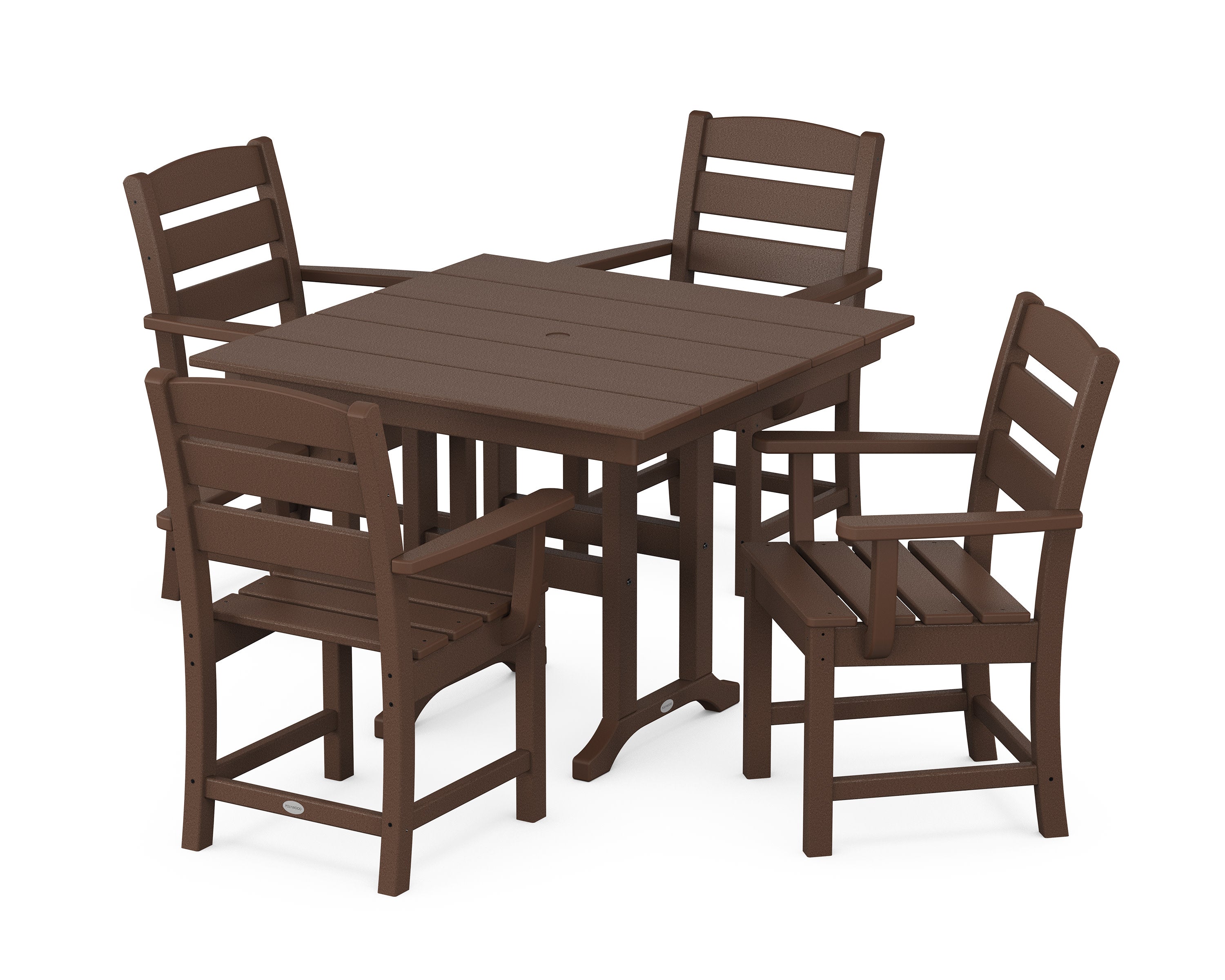 Lakeside 5-Piece Farmhouse Dining Set in Mahogany