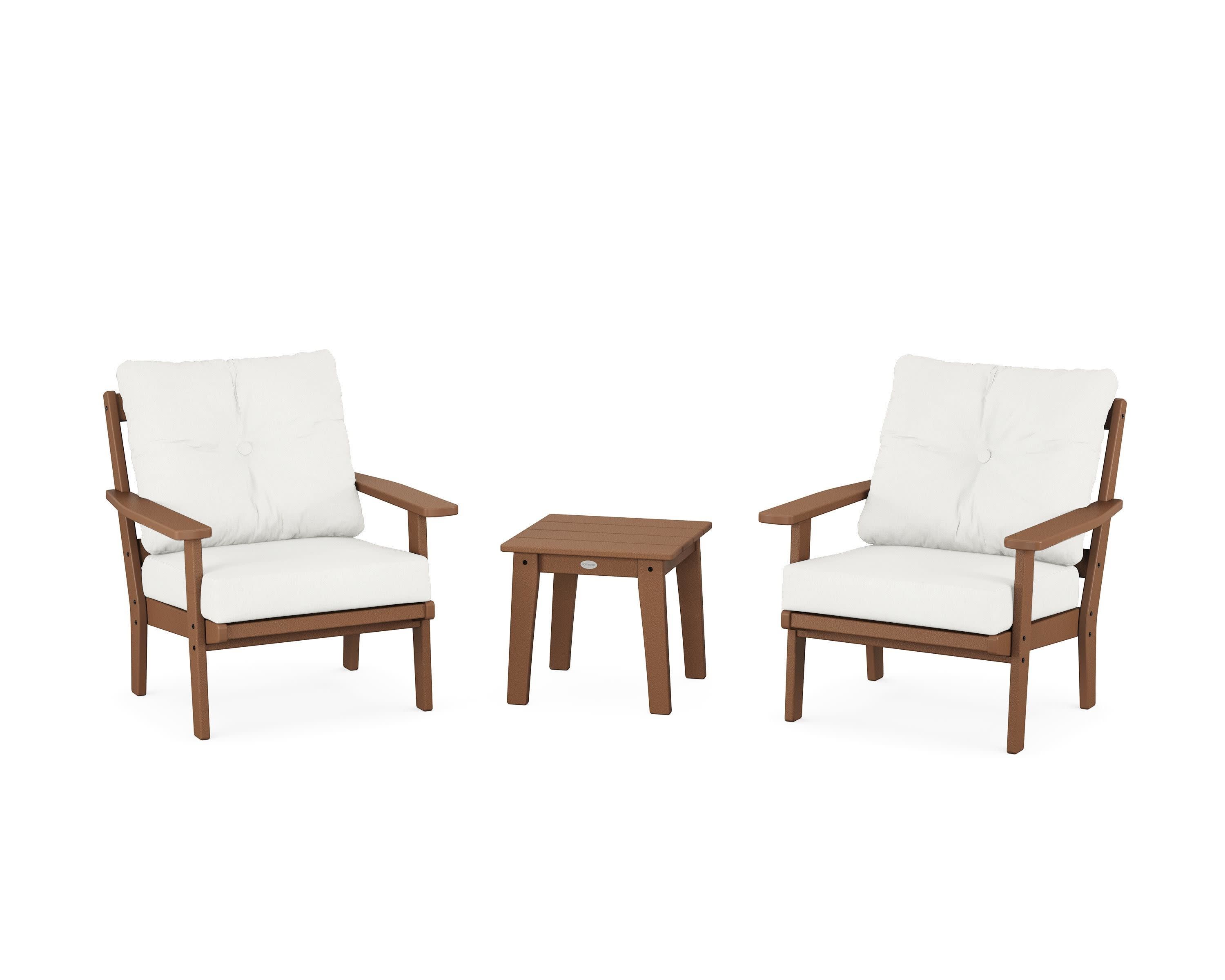 Oxford 3-Piece Deep Seating Set in Teak / Natural Linen