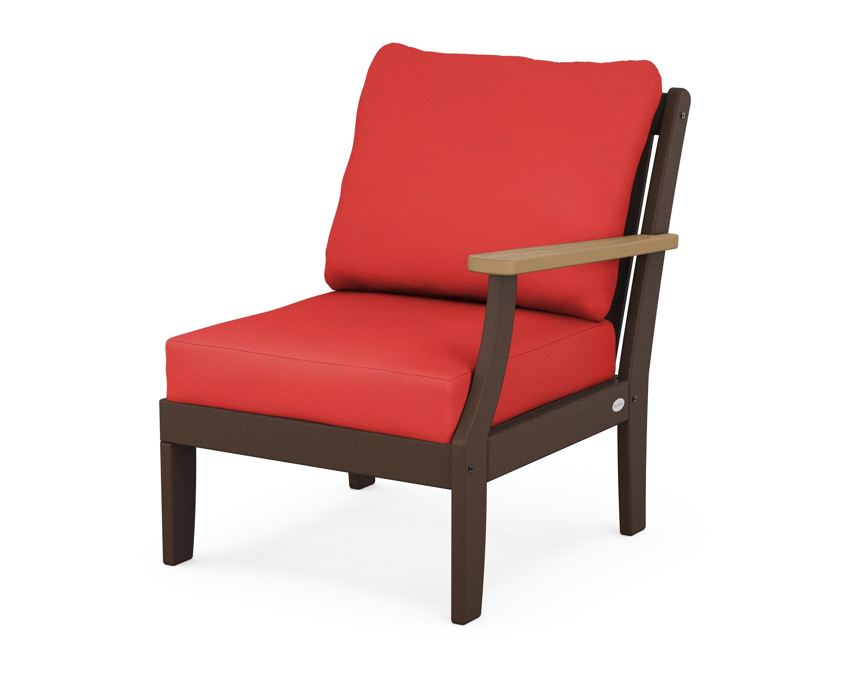 Braxton Modular Right Arm Chair in Mahogany / Natural / Crimson Linen