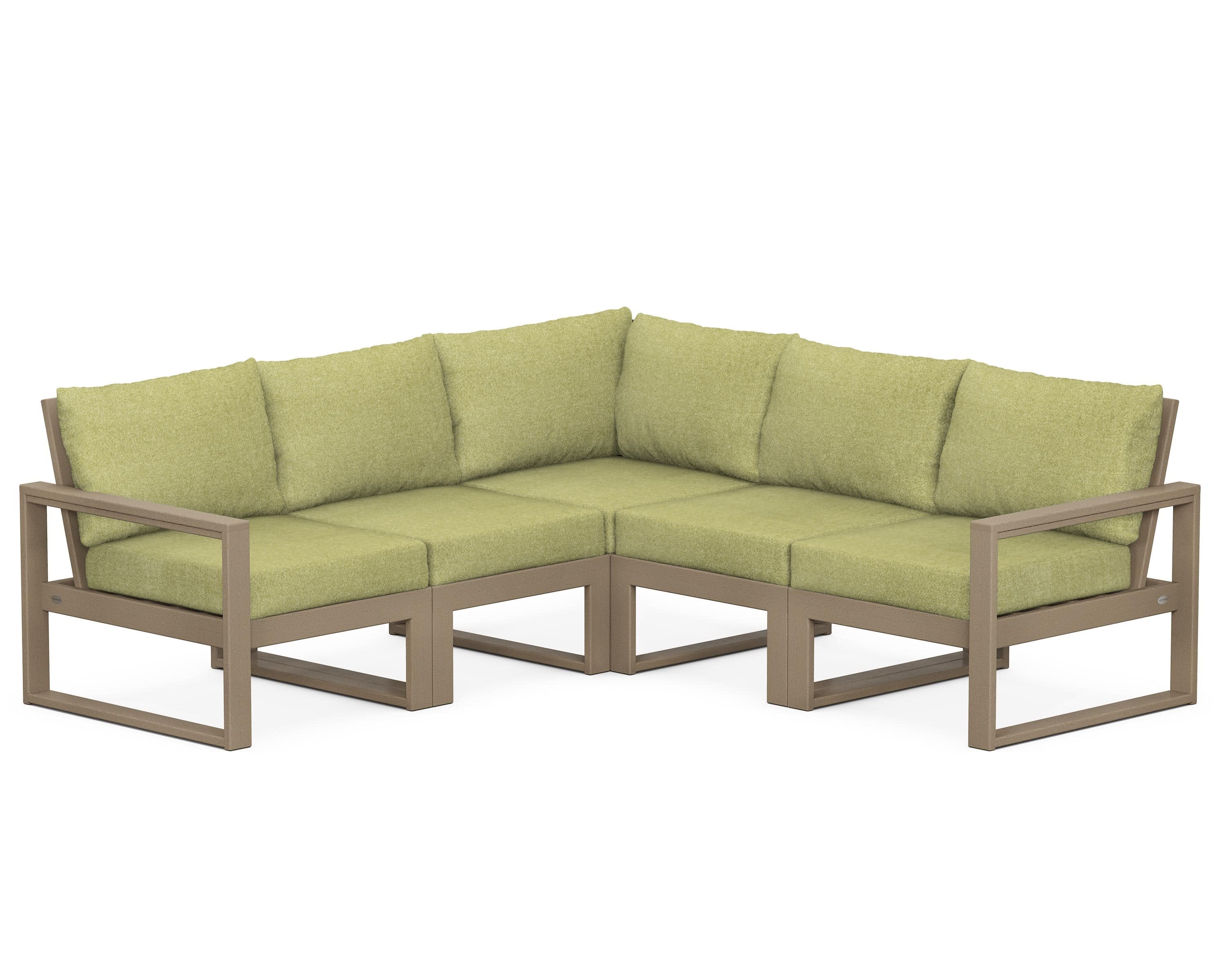 EDGE 5-Piece Modular Deep Seating Set in Vintage Sahara / Chartreuse Boucle