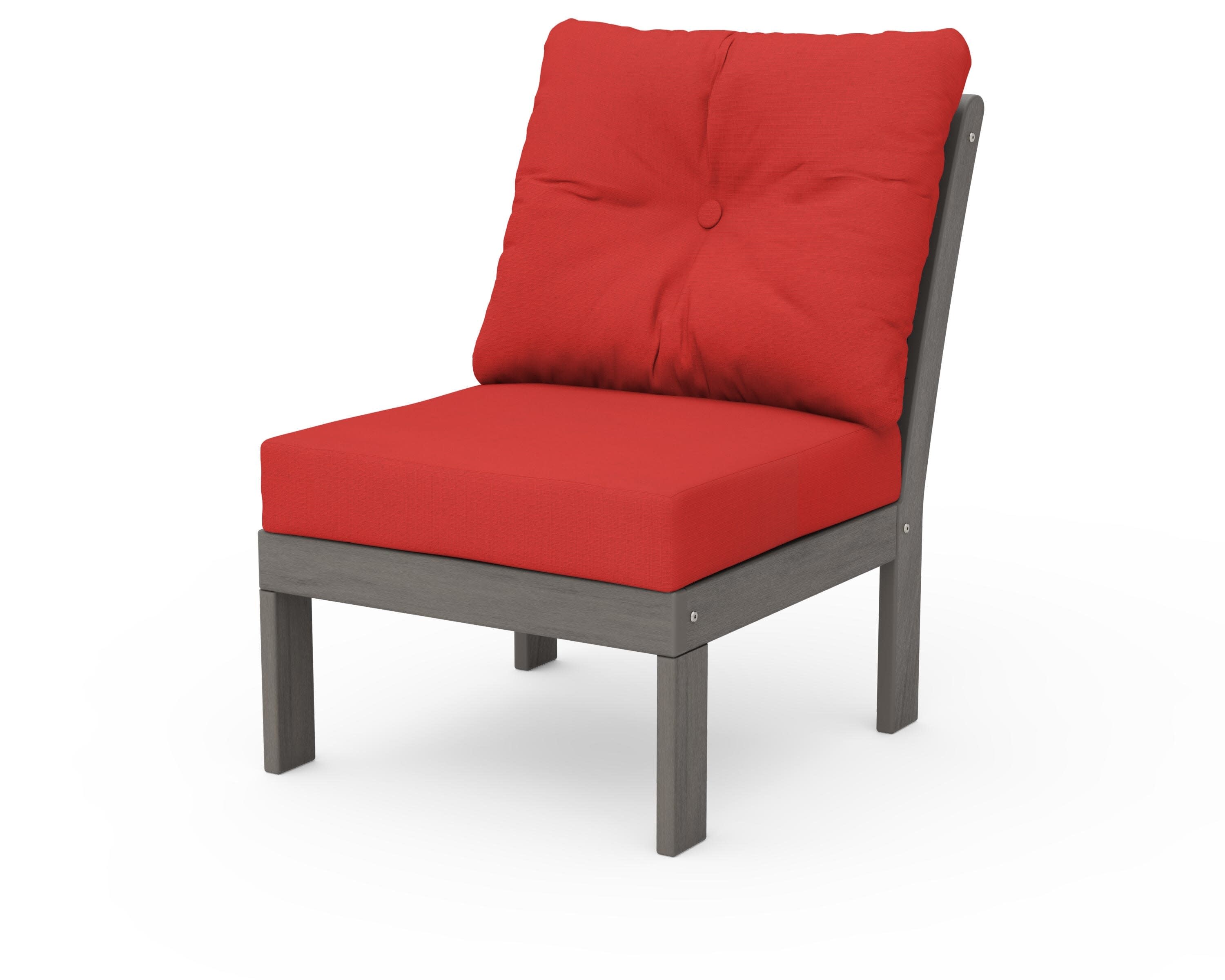 Vineyard Modular Armless Chair in Driftwood / Crimson Linen