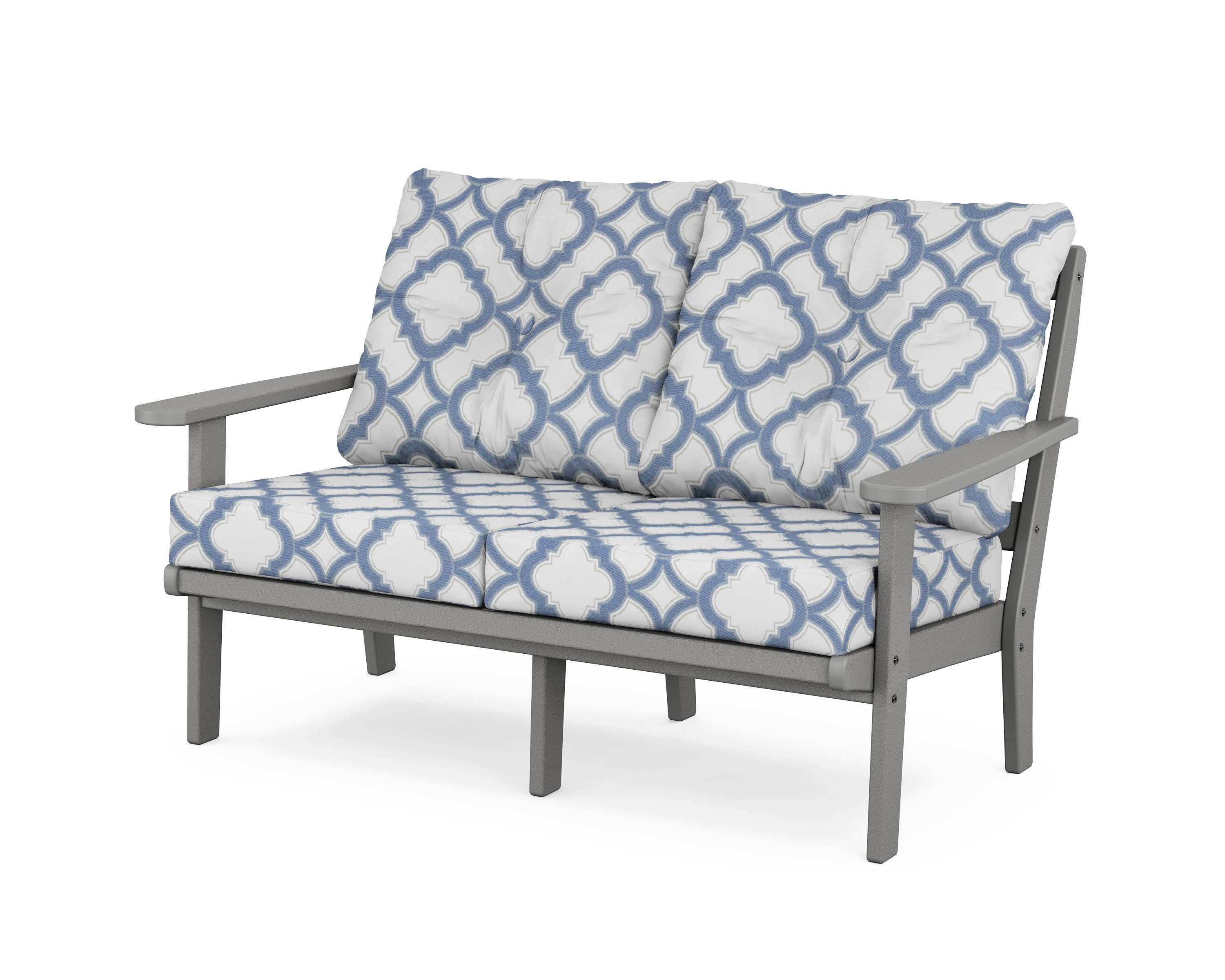 Mission Deep SeatingLoveseat in Slate Grey / Trellis Sky Blue