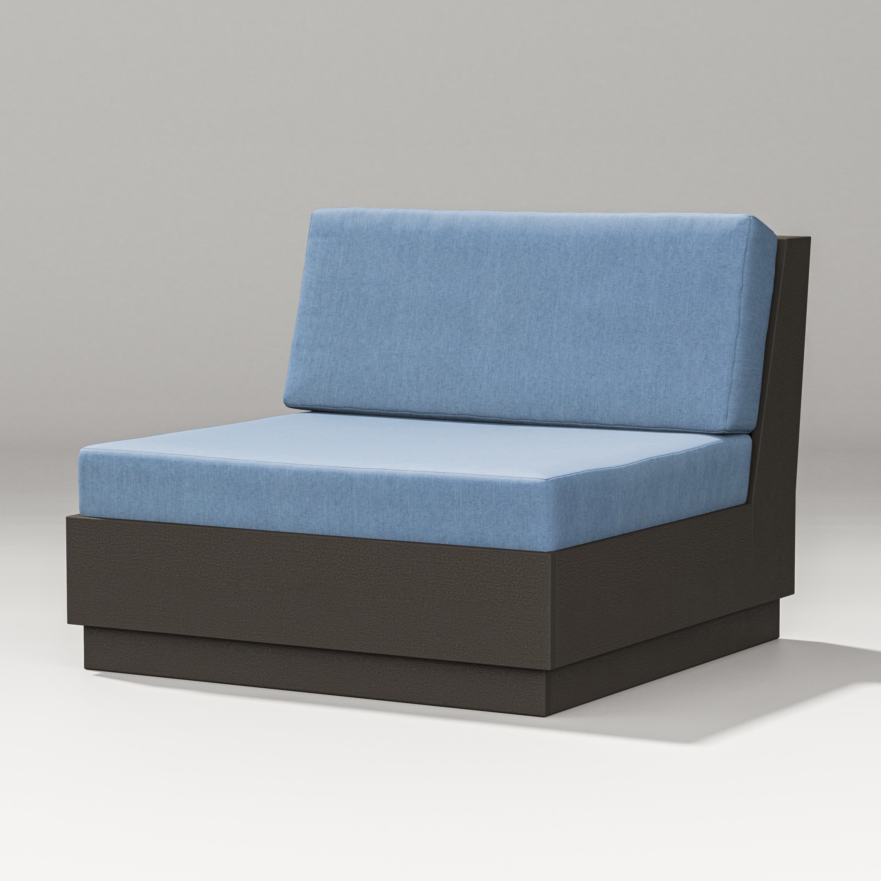 Elevate Modular Armless Chair in Vintage Coffee / Sky Blue