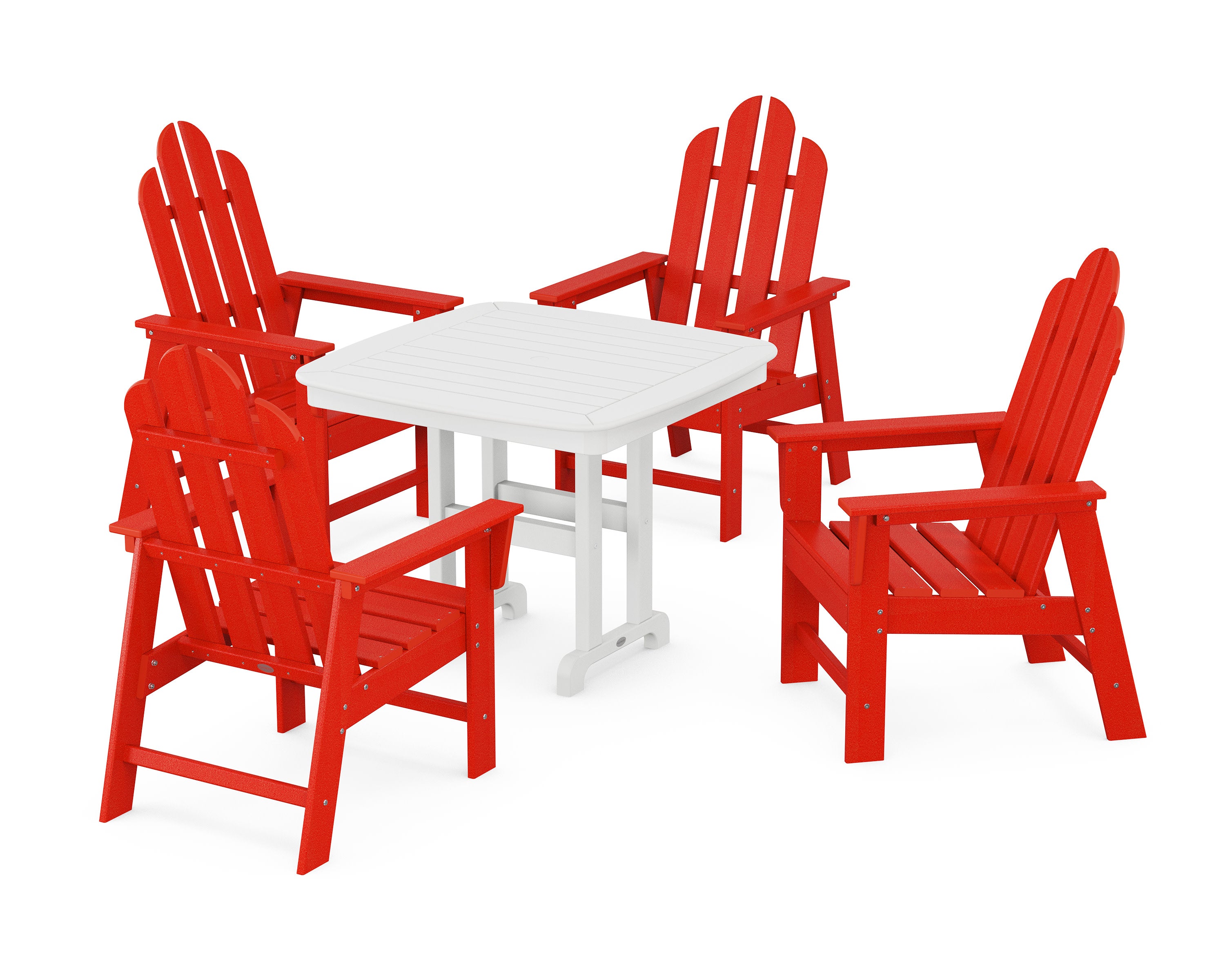 Long Island 5-Piece Dining Set in Sunset Red / White