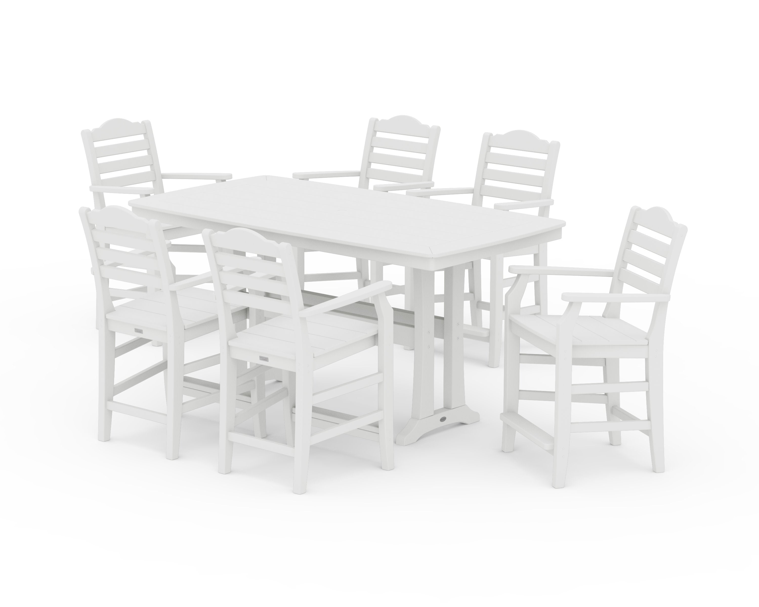 Savannah Arm Chair 7-Piece Counter Set with Trestle Legs in White