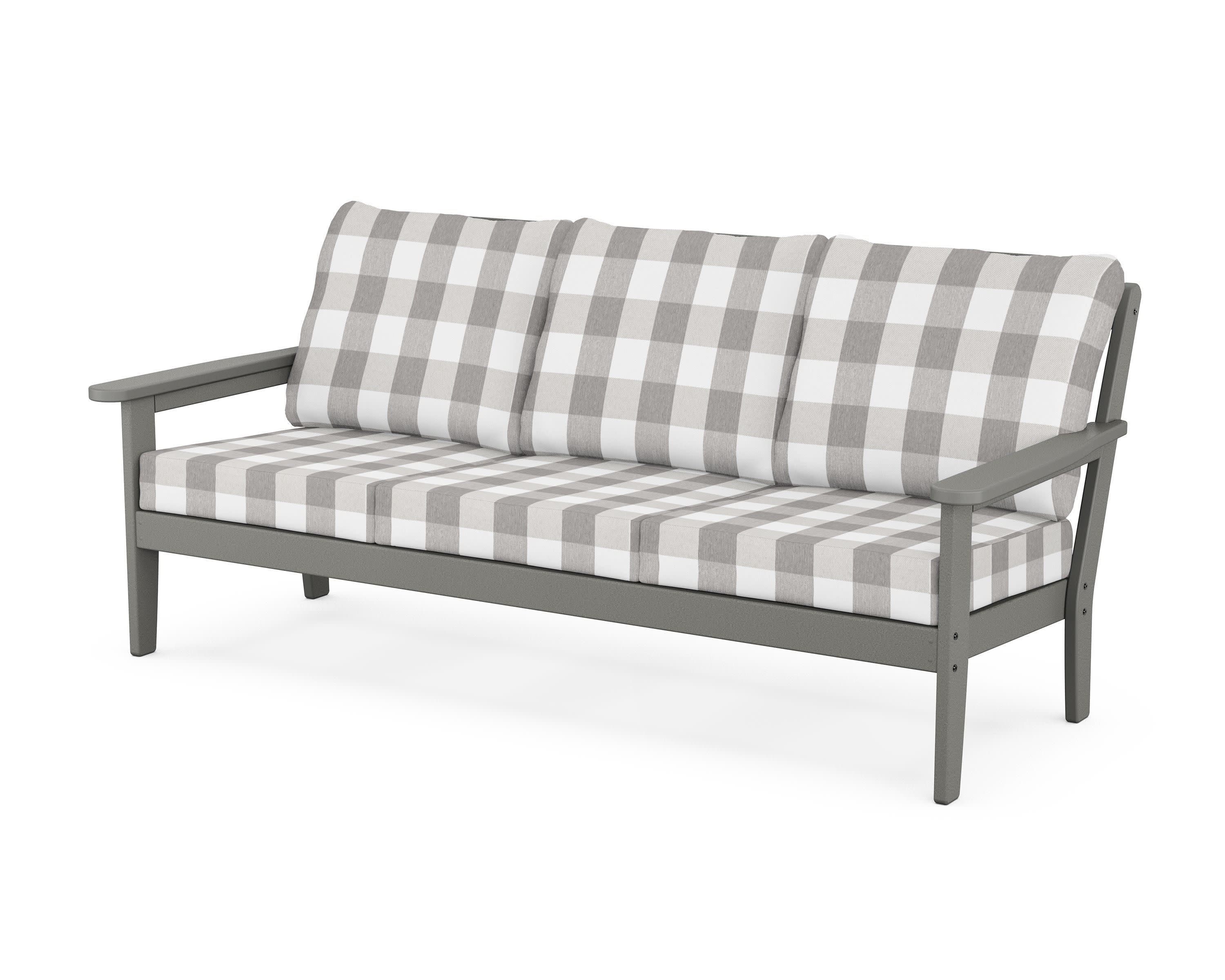 Cottage Deep Seating Sofa in Slate Grey / Buffalo Plaid Grey Mist
