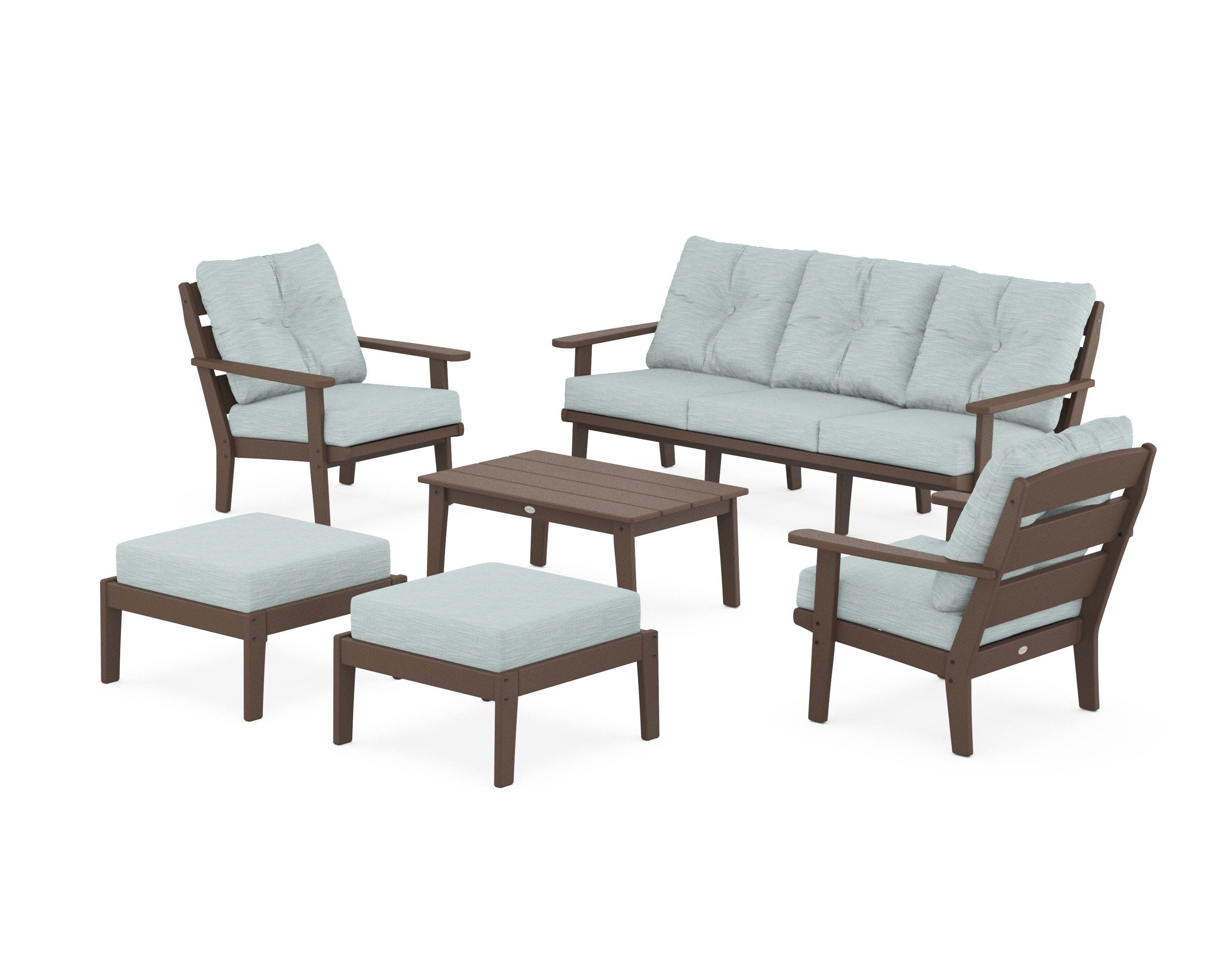 Lakeside 6-Piece Lounge Sofa Set in Mahogany / Soothe Mist