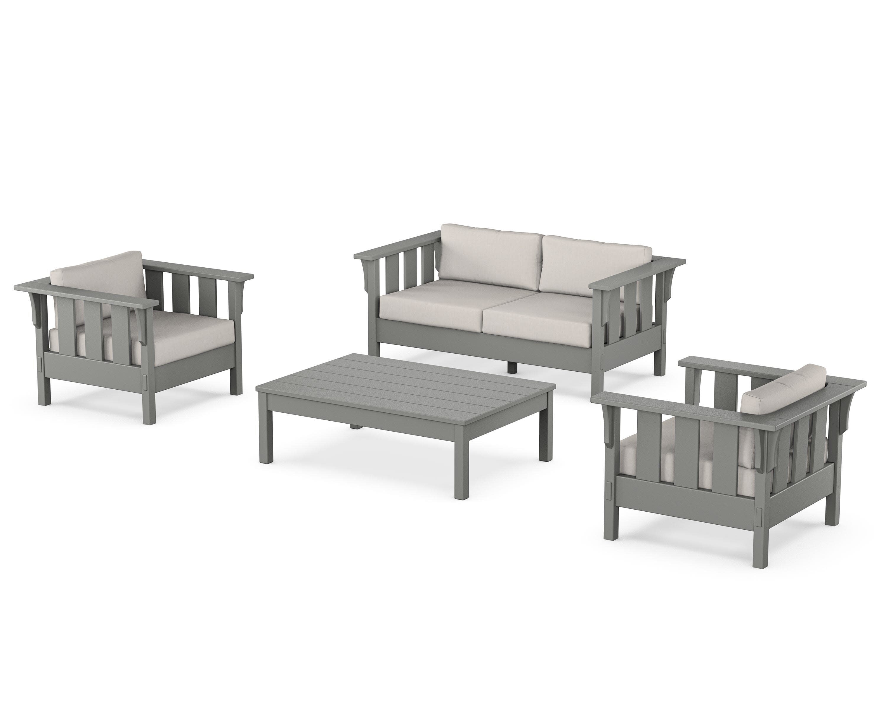 Acadia 4-Piece Deep Seating Set with Loveseat in Slate Grey / Cast Ash