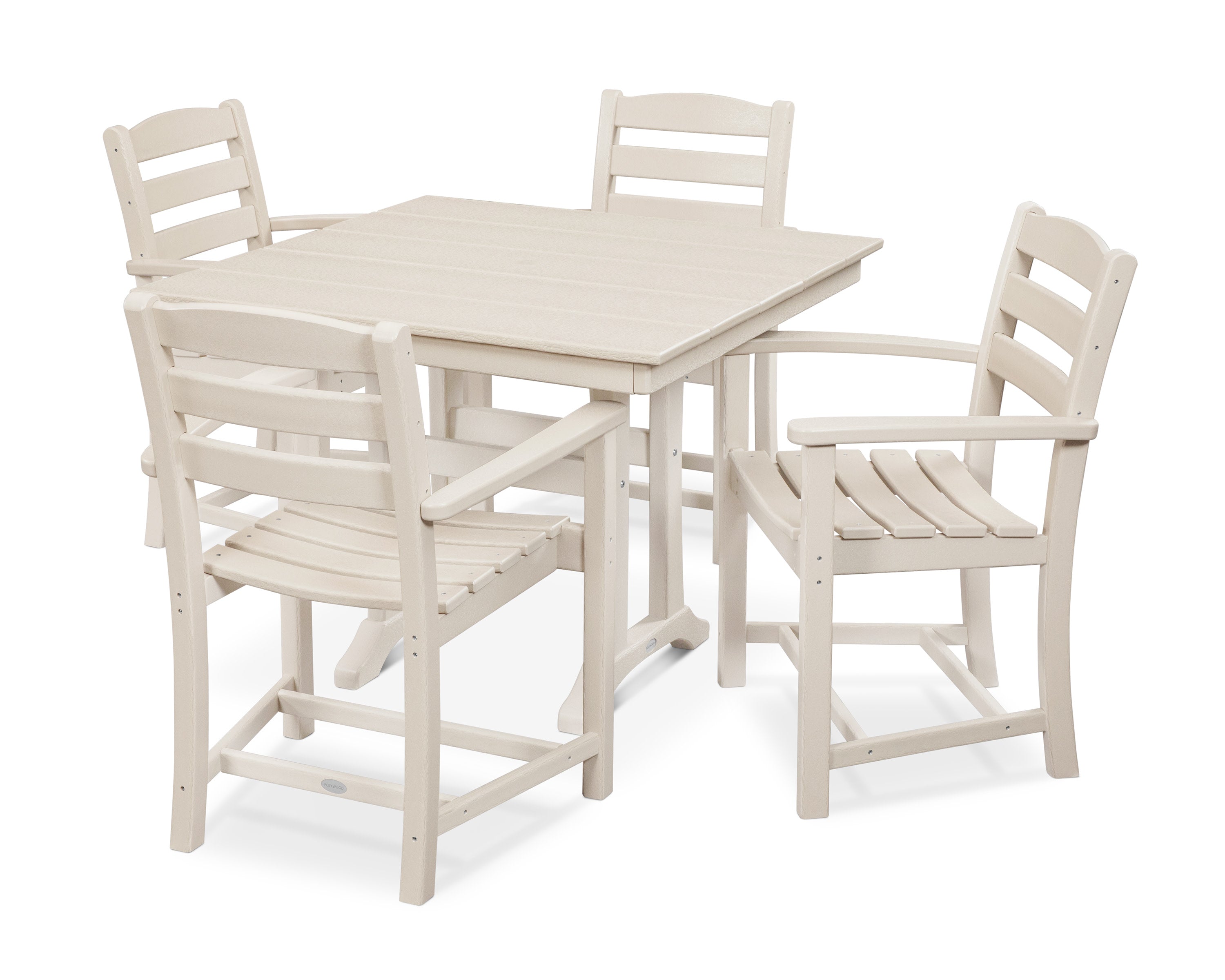 La Casa Caf 5-Piece Farmhouse Trestle Arm Chair Dining Set in Sand