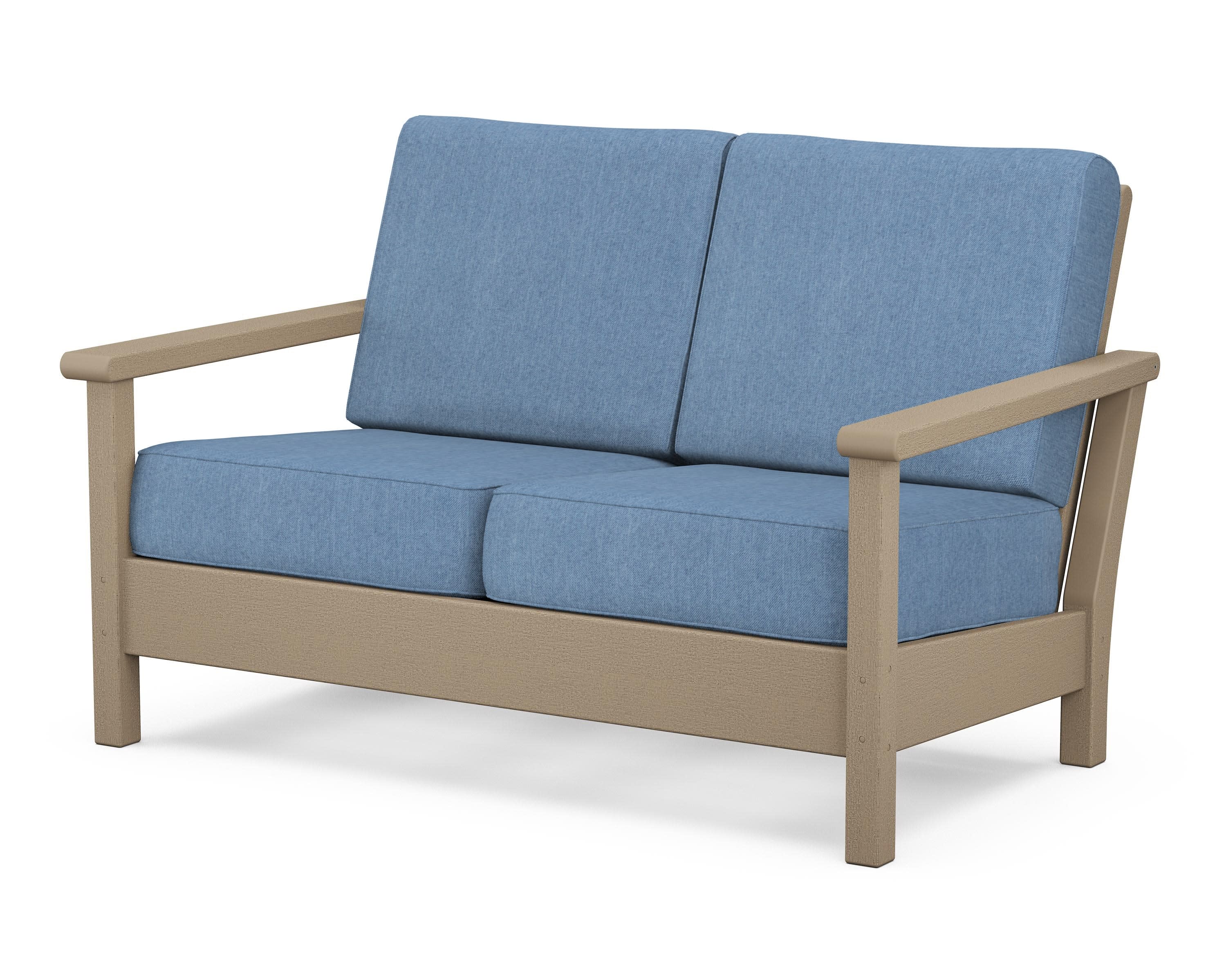 Harbour Deep Seating Loveseat in Vintage Sahara / Sky Blue