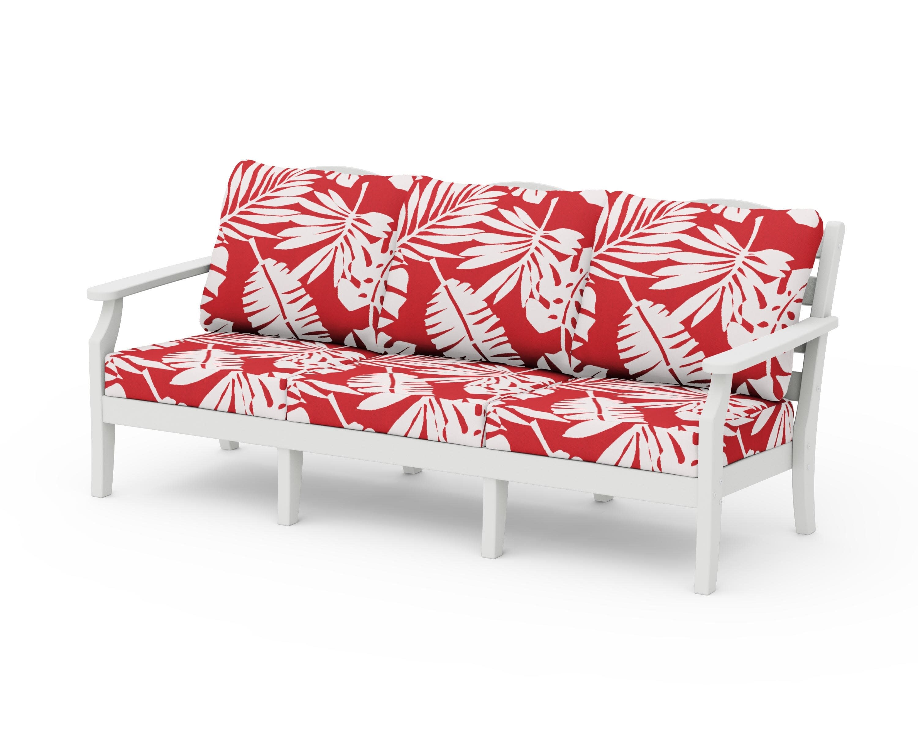 Savannah Deep Seating Sofa in Vintage White / Leaf Crimson
