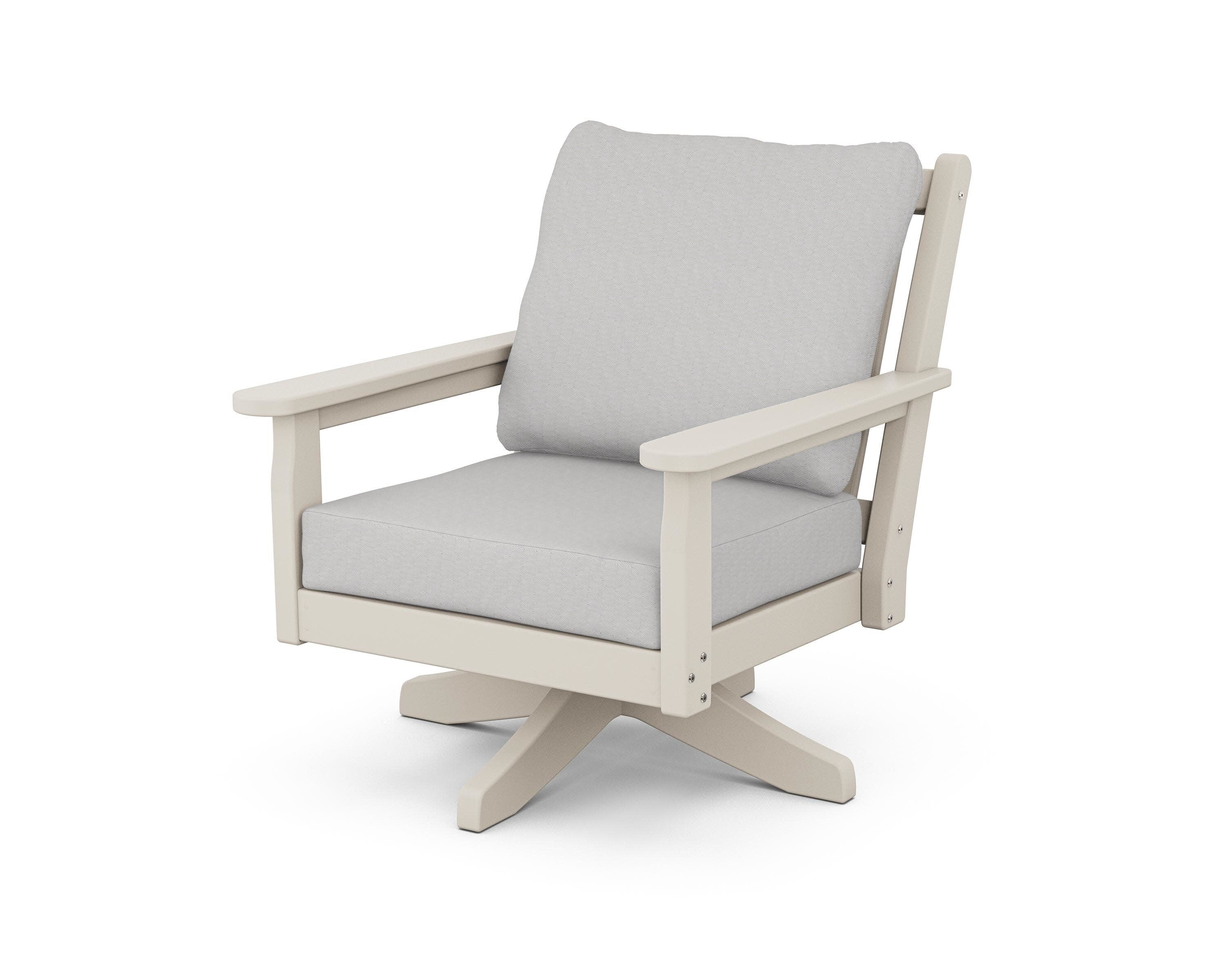 Chippendale Deep Seating Swivel Chair in Sand / Diamond in the Rough