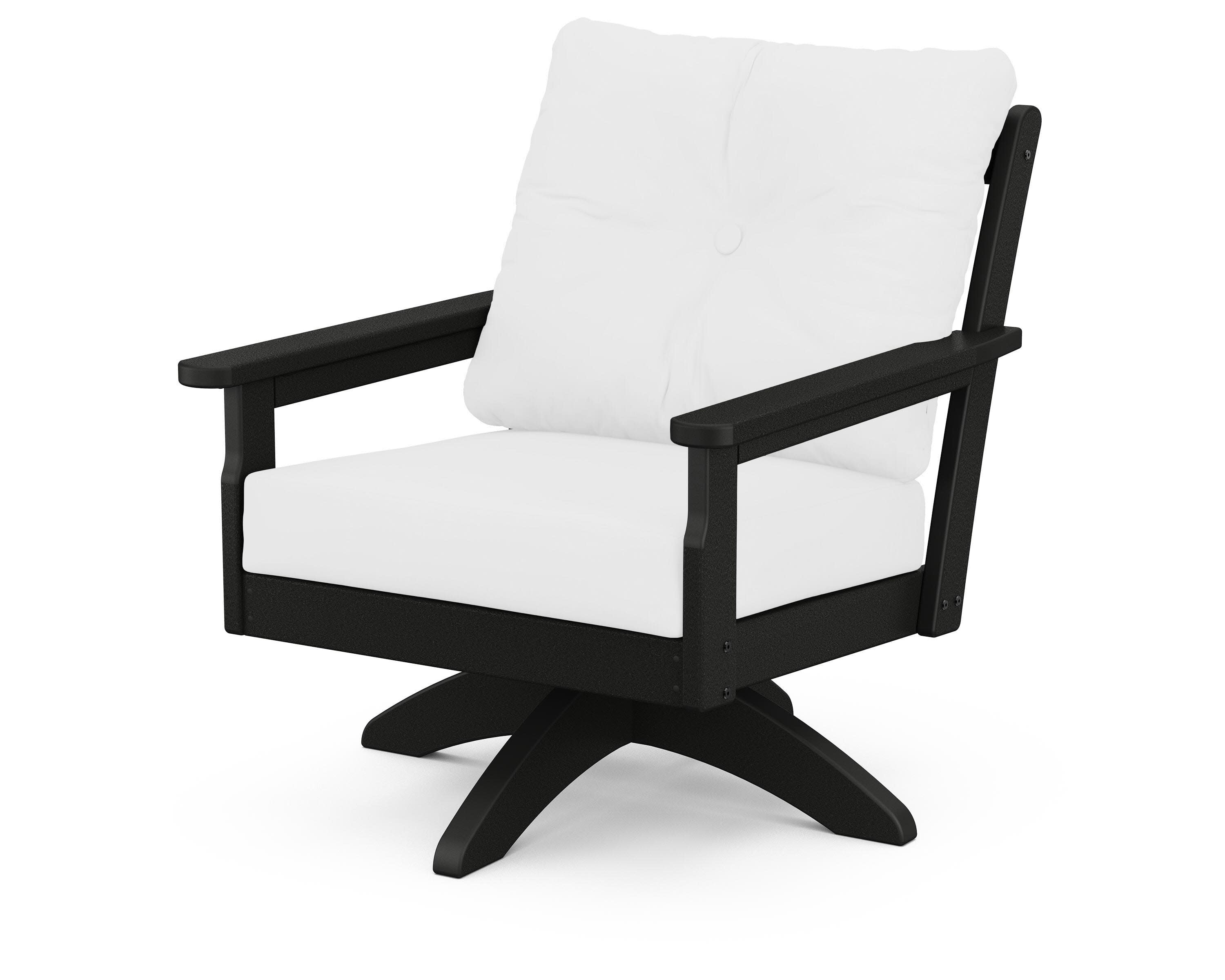 Vineyard Deep Seating Swivel Chair in Black / Natural
