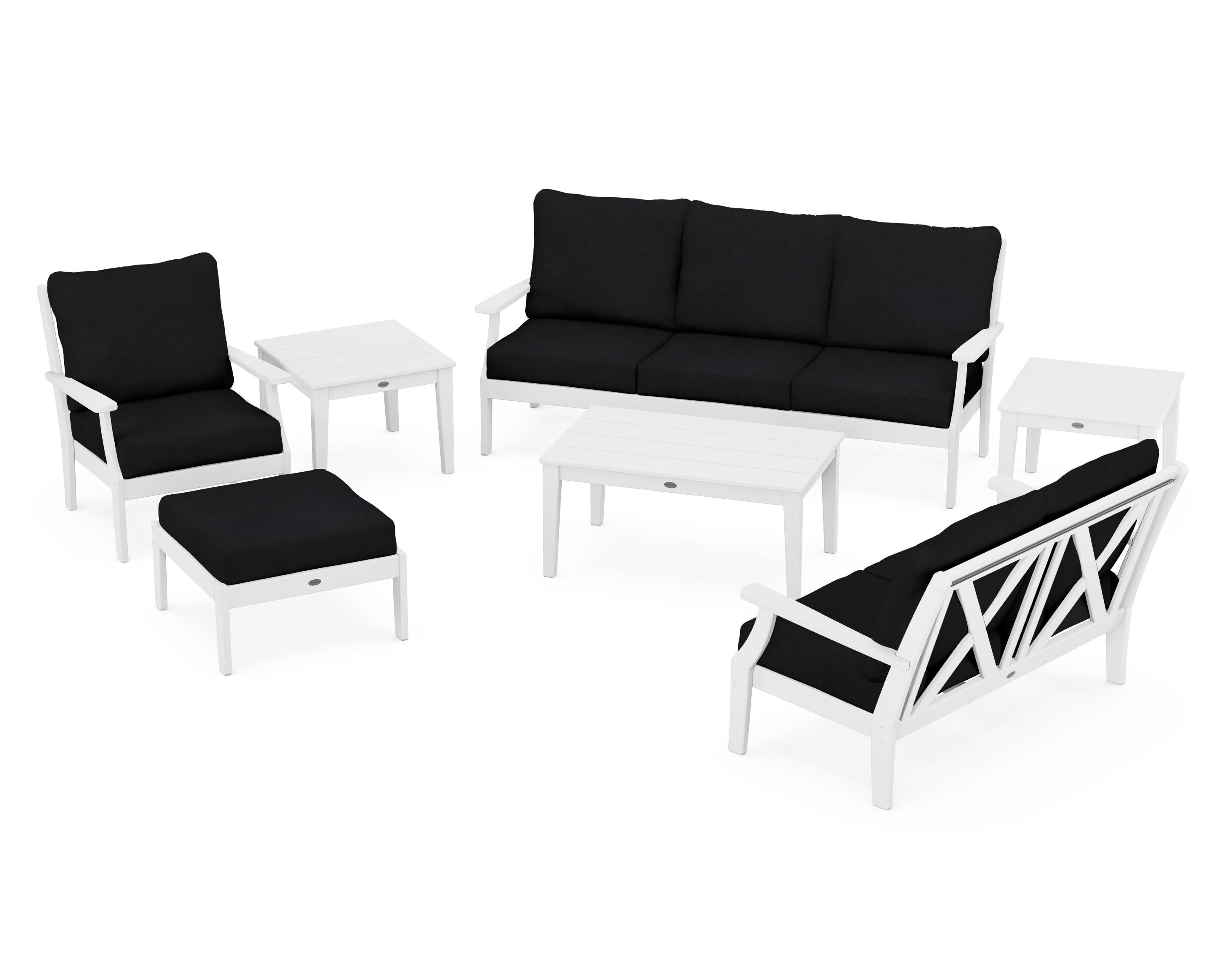 Braxton 7-Piece Deep Seating Set in White / Midnight Linen
