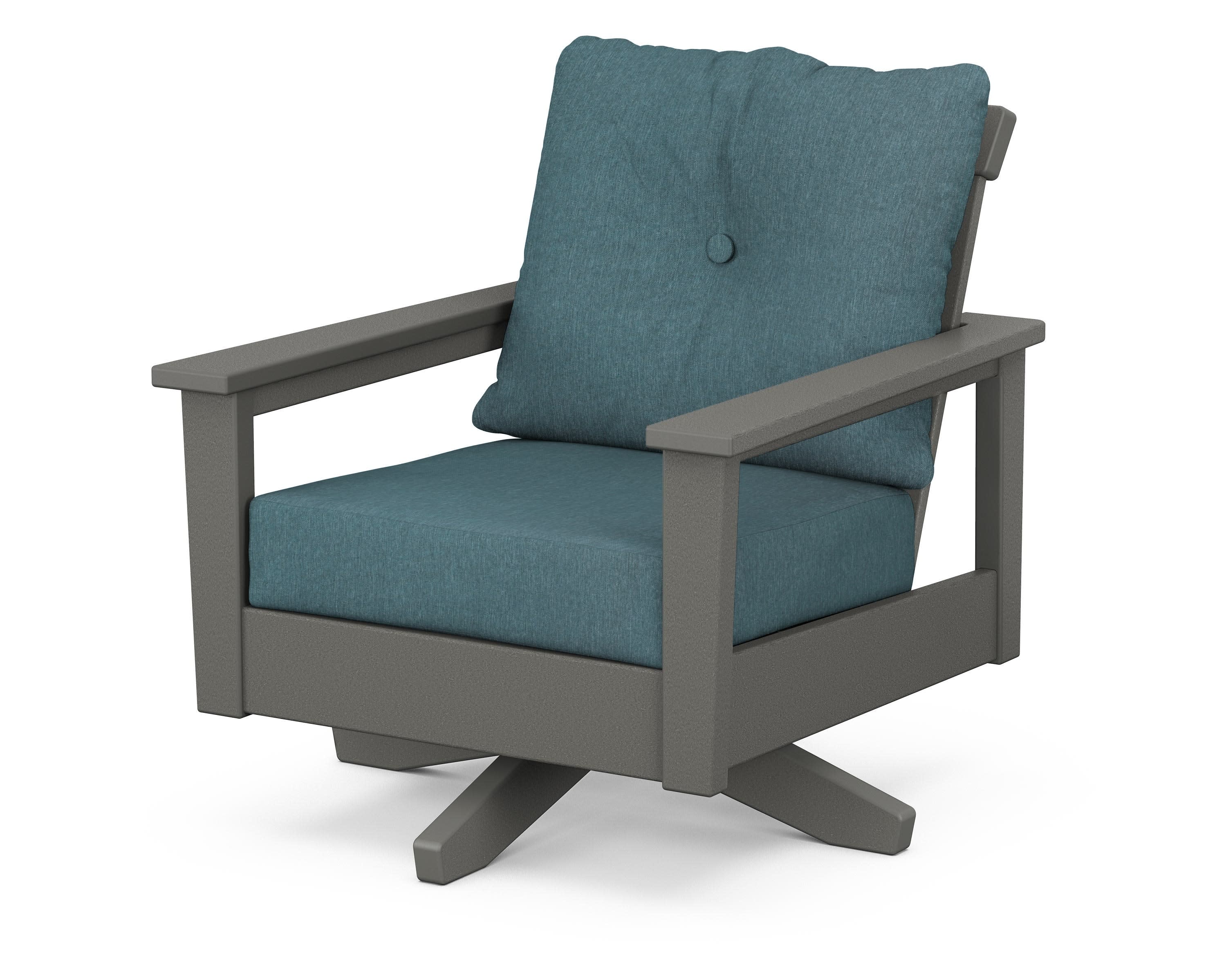 Prescott Deep Seating Swivel Chair in Slate Grey / Ocean Teal