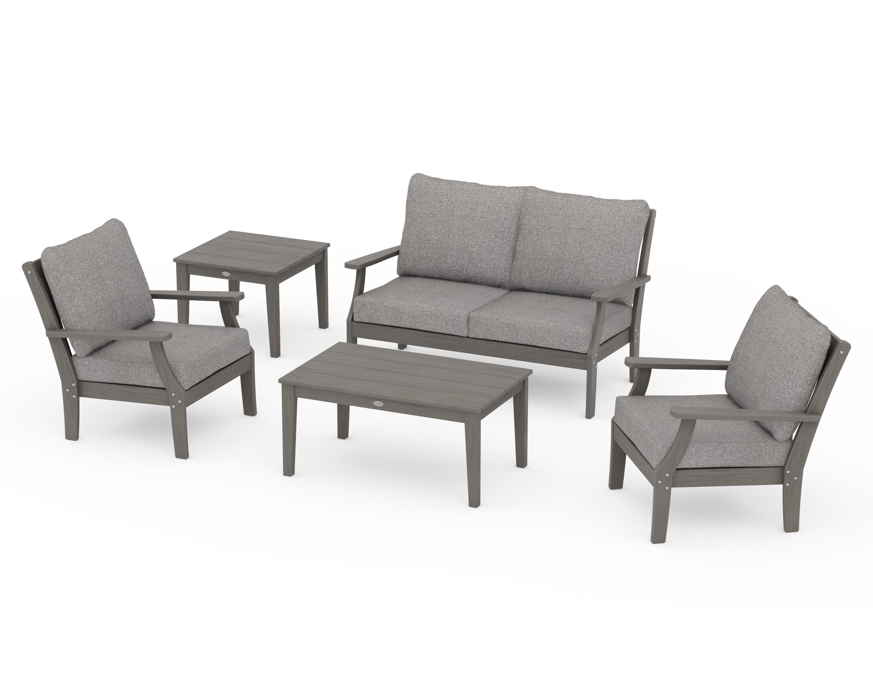 Braxton 5-Piece Deep Seating Set in Driftwood / Grey Mist