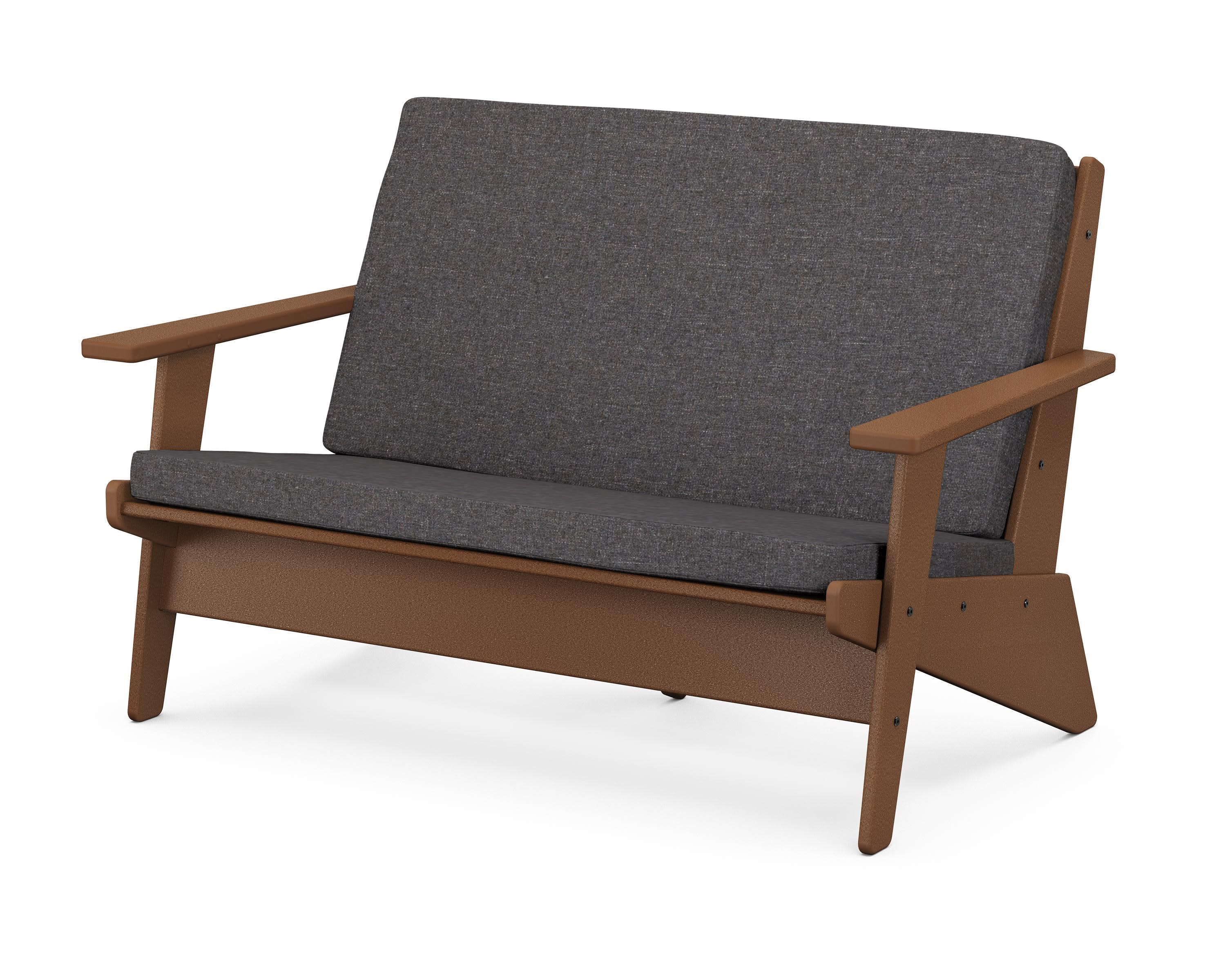 Riviera Modern Lounge Loveseat in Teak / Ash Charcoal