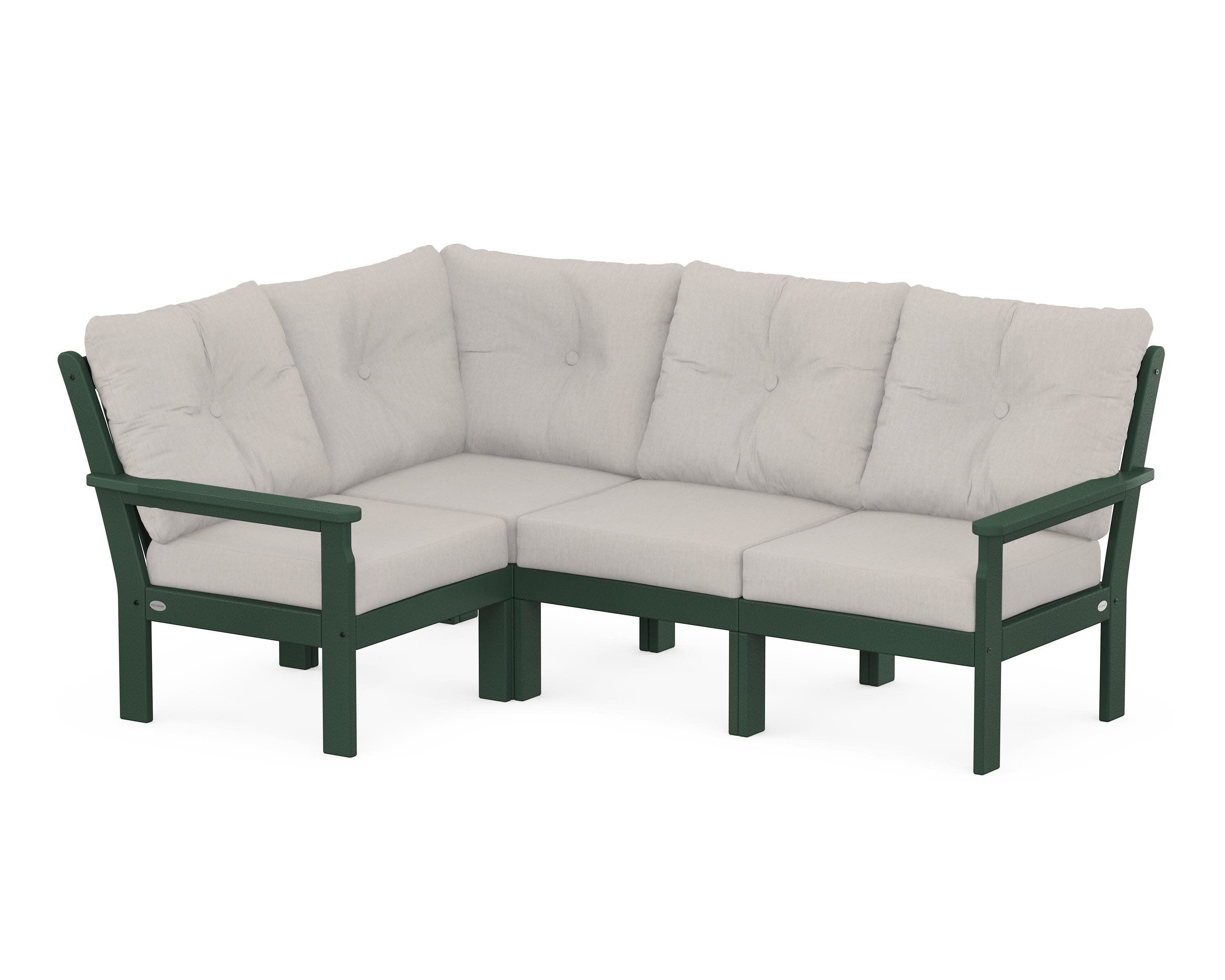 Vineyard 4-Piece Sectional in Green / Cast Ash