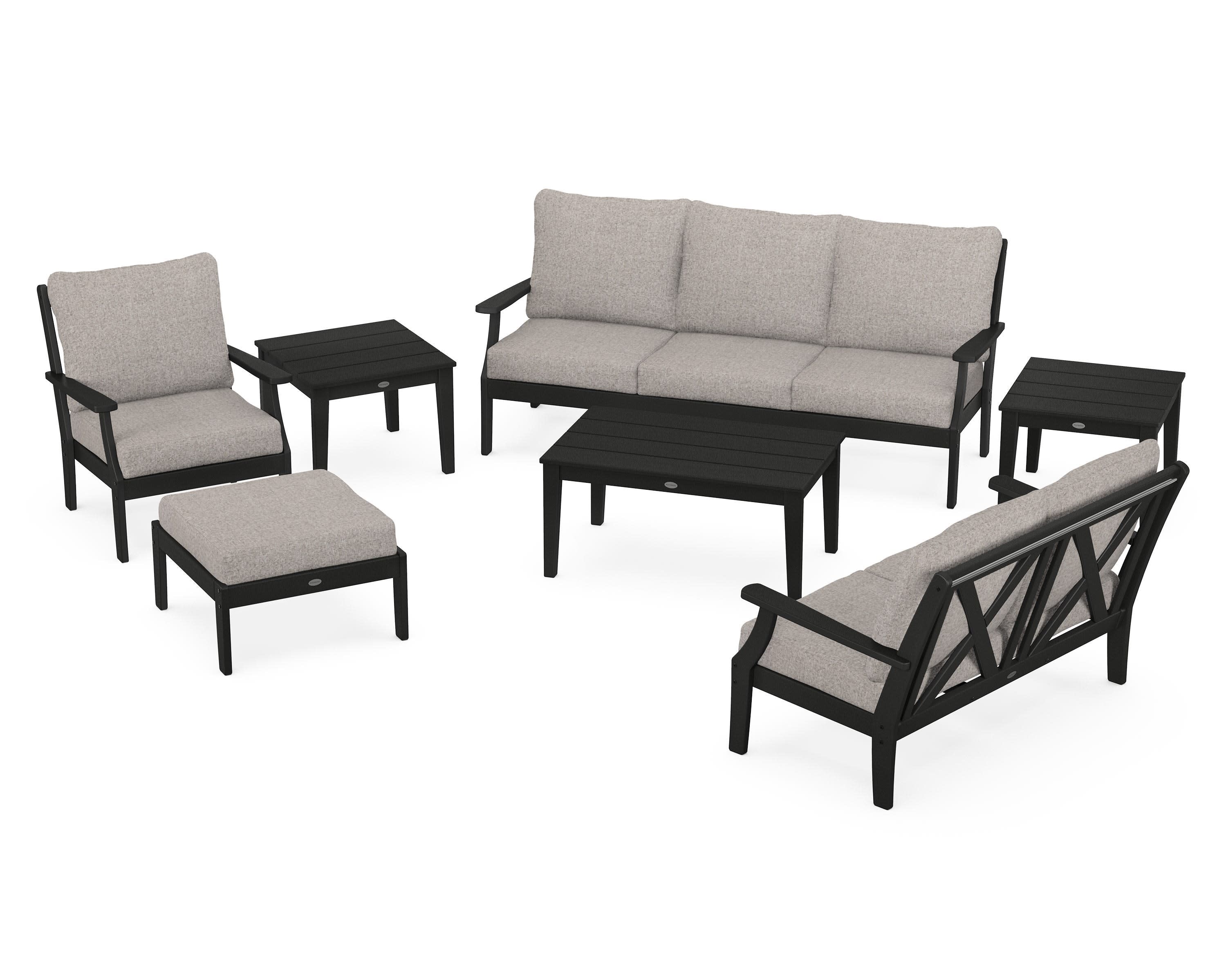 Braxton 7-Piece Deep Seating Set in Black / Weathered Tweed
